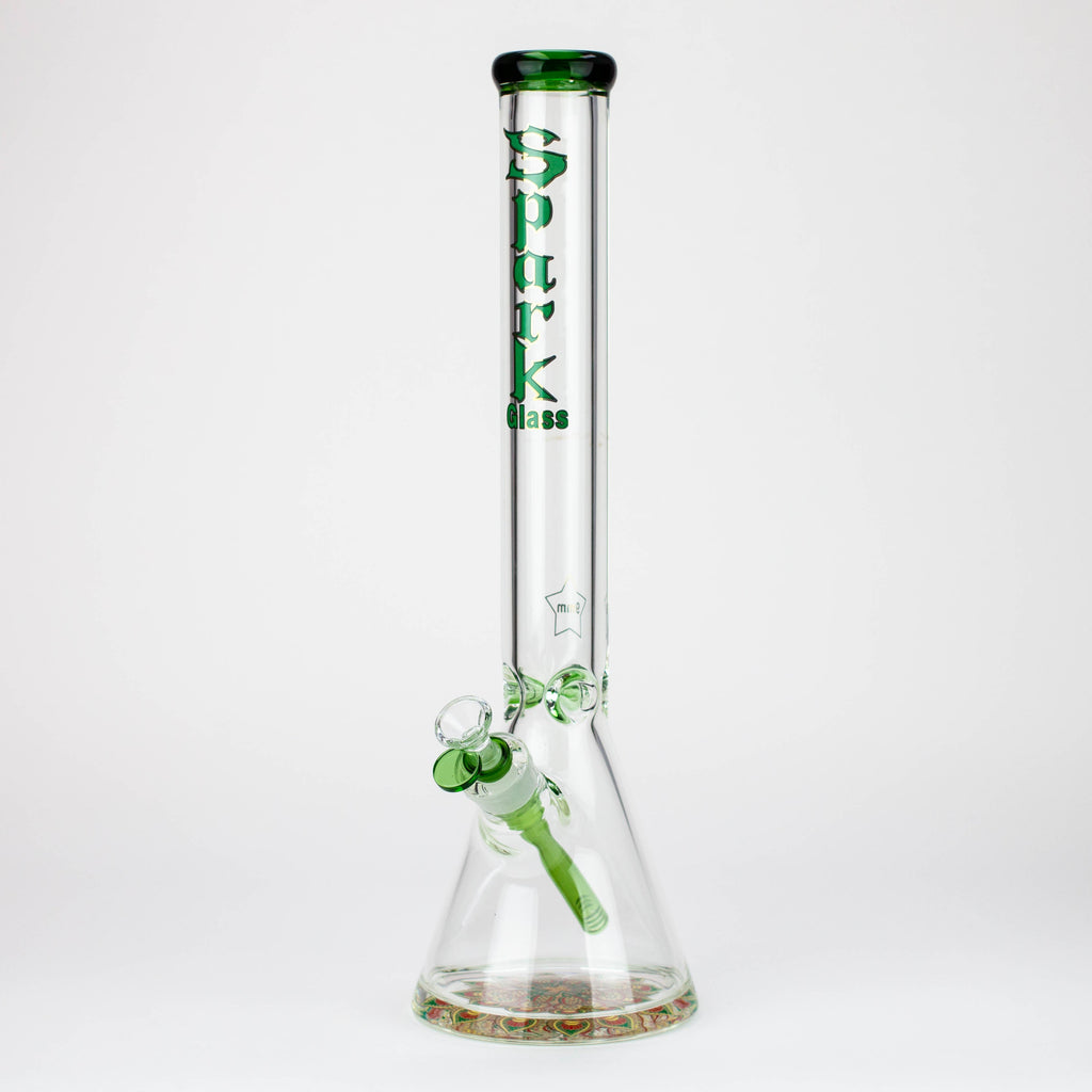 18" Spark 9 mm glass water bong with thick base