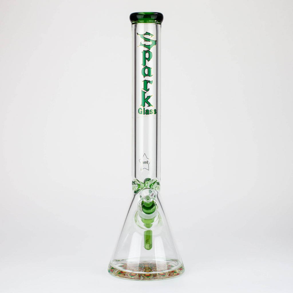 18" Spark 9 mm glass water bong with thick base