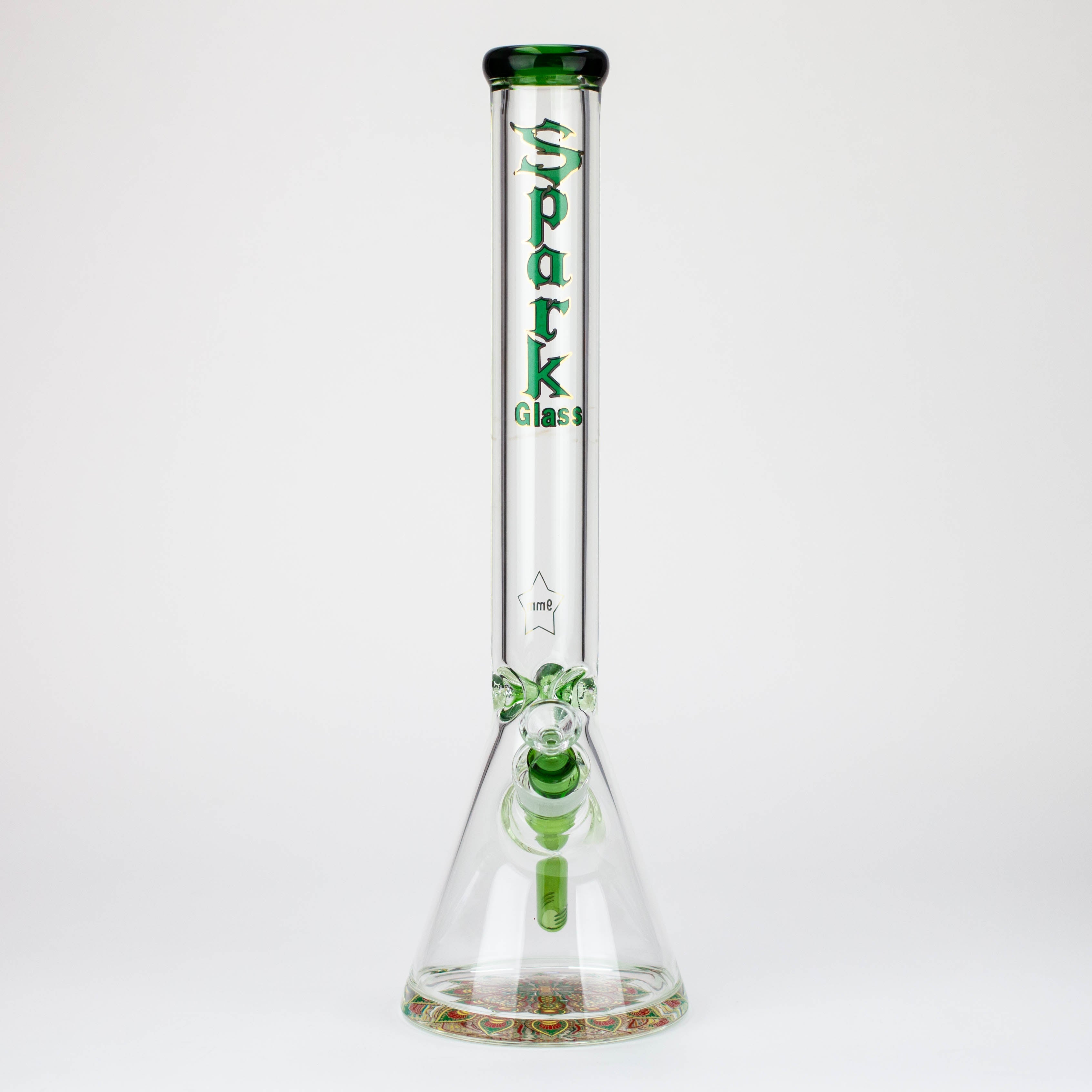 18" Spark 9 mm glass water bong with thick base