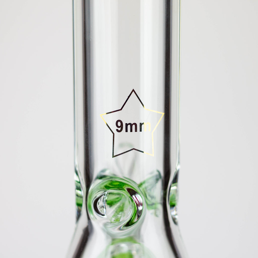 18" Spark 9 mm glass water bong with thick base