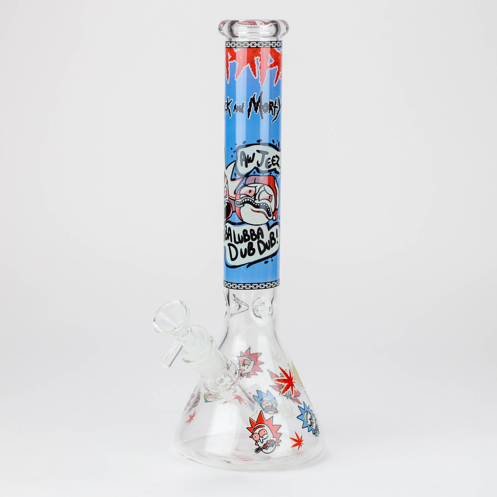 12" RM Cartoon glass water bong-Glow in the dark [GBT21002]