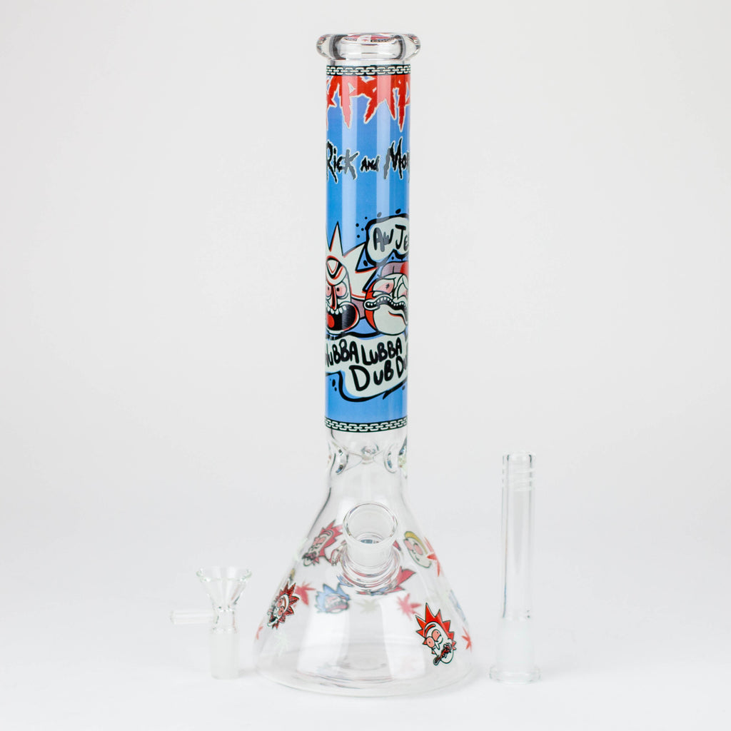 12" RM Cartoon glass water bong-Glow in the dark [GBT21002]