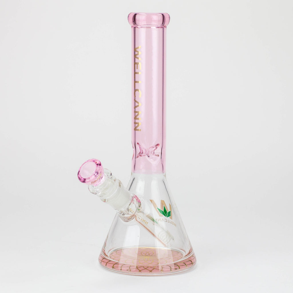 10" WellCann Coloured glass beaker bong with wide mouth - Pink