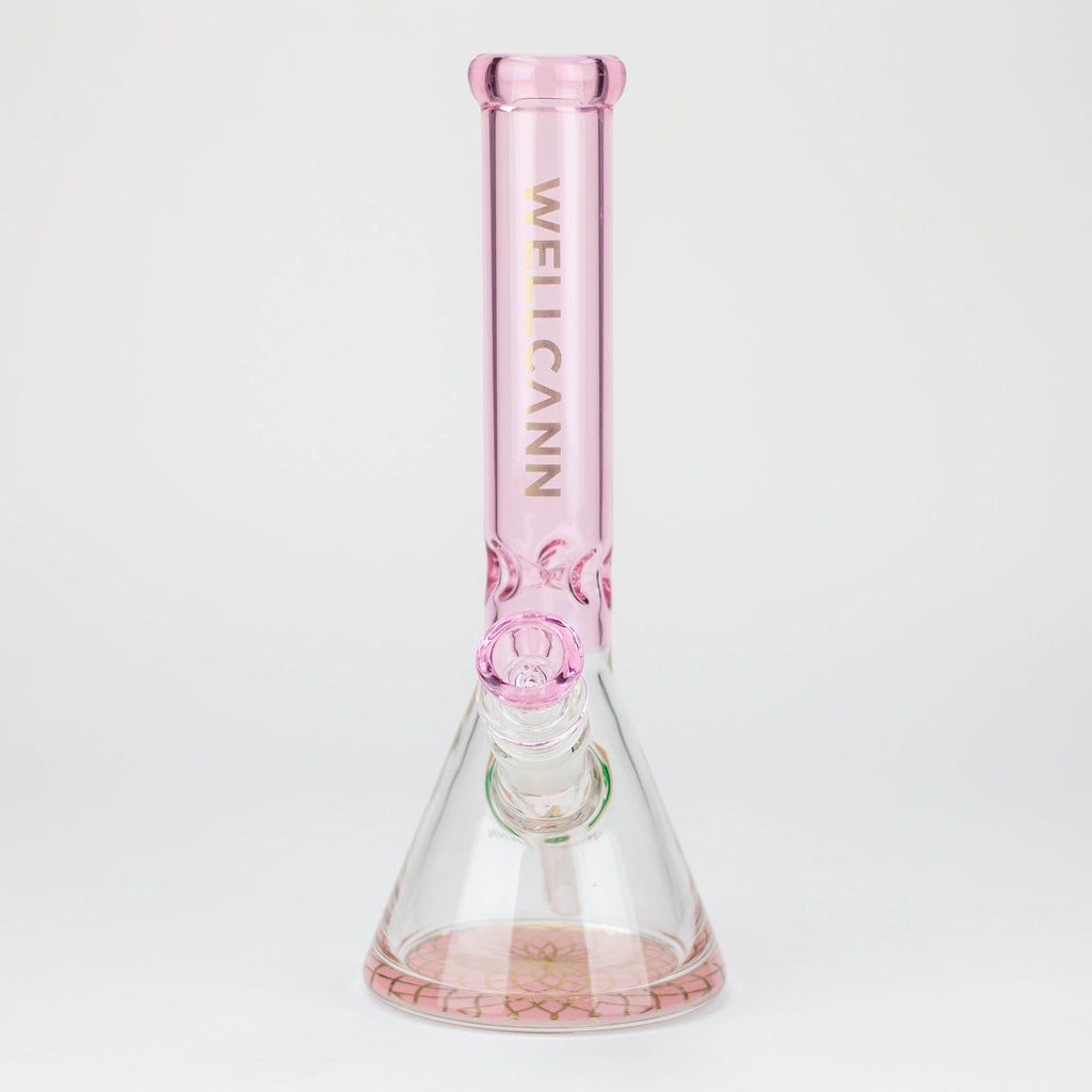 10" WellCann Coloured glass beaker bong with wide mouth - Pink