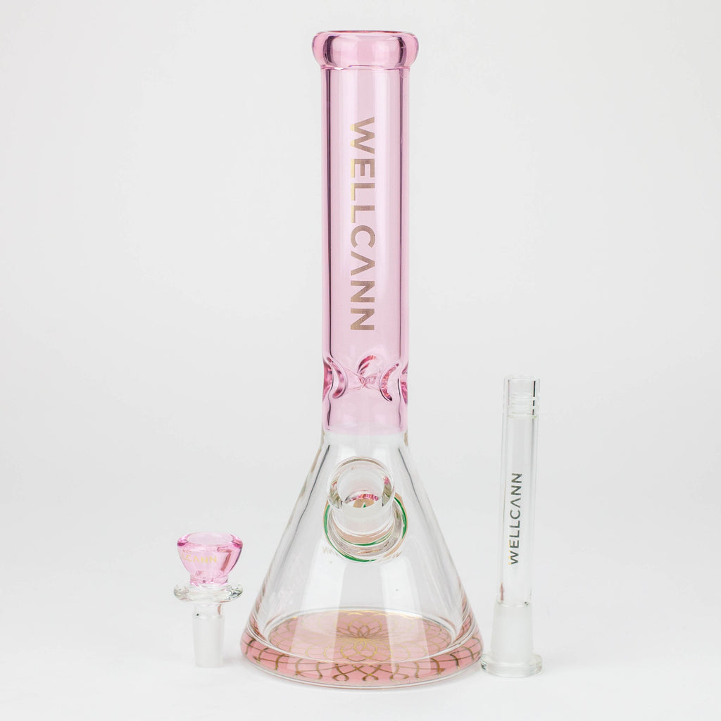 10" WellCann Coloured glass beaker bong with wide mouth - Pink