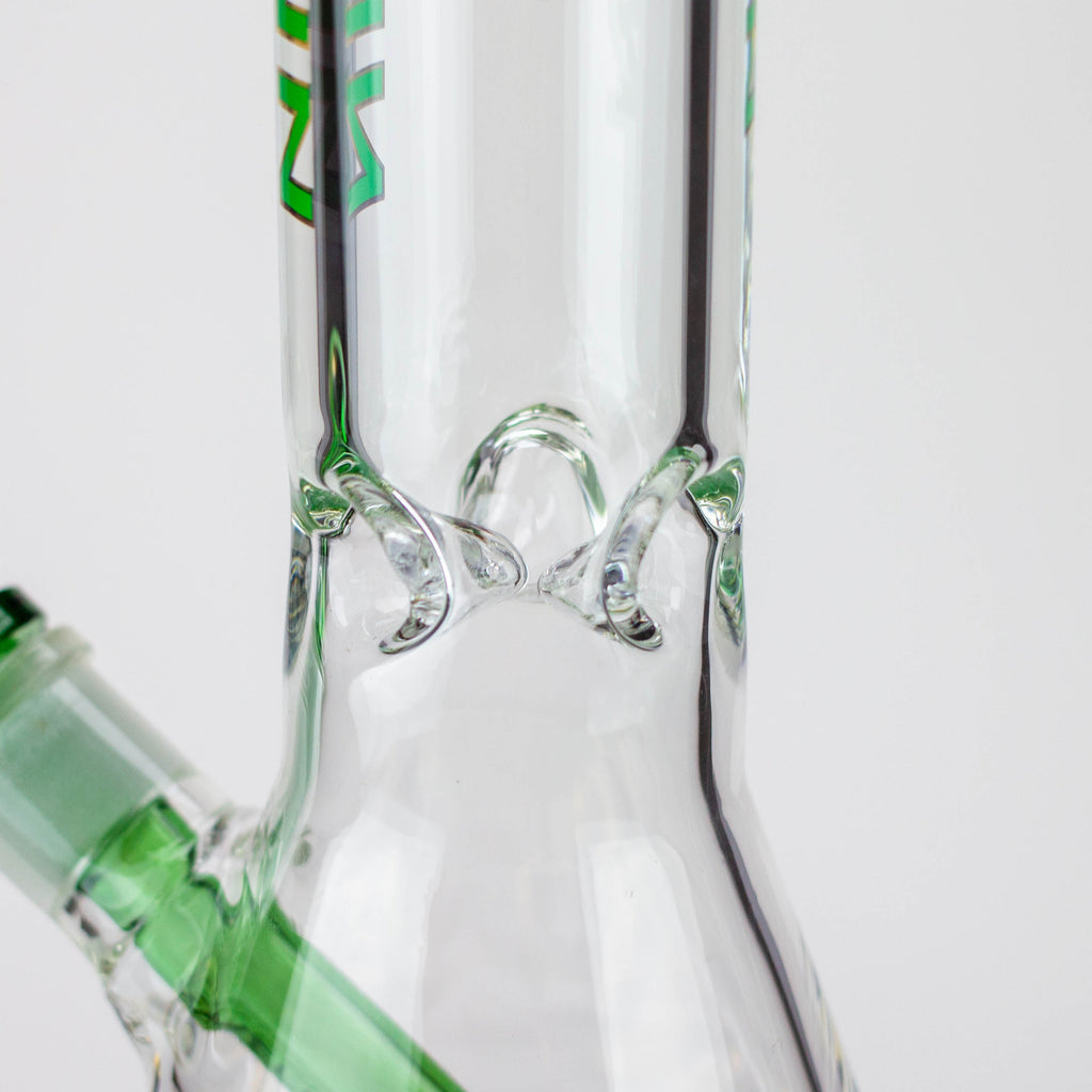 WellCann - 14" 7 mm Thick beaker bong with green logo and thick decal base
