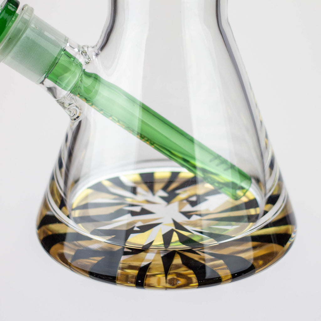 WellCann - 14" 7 mm Thick beaker bong with green logo and thick decal base