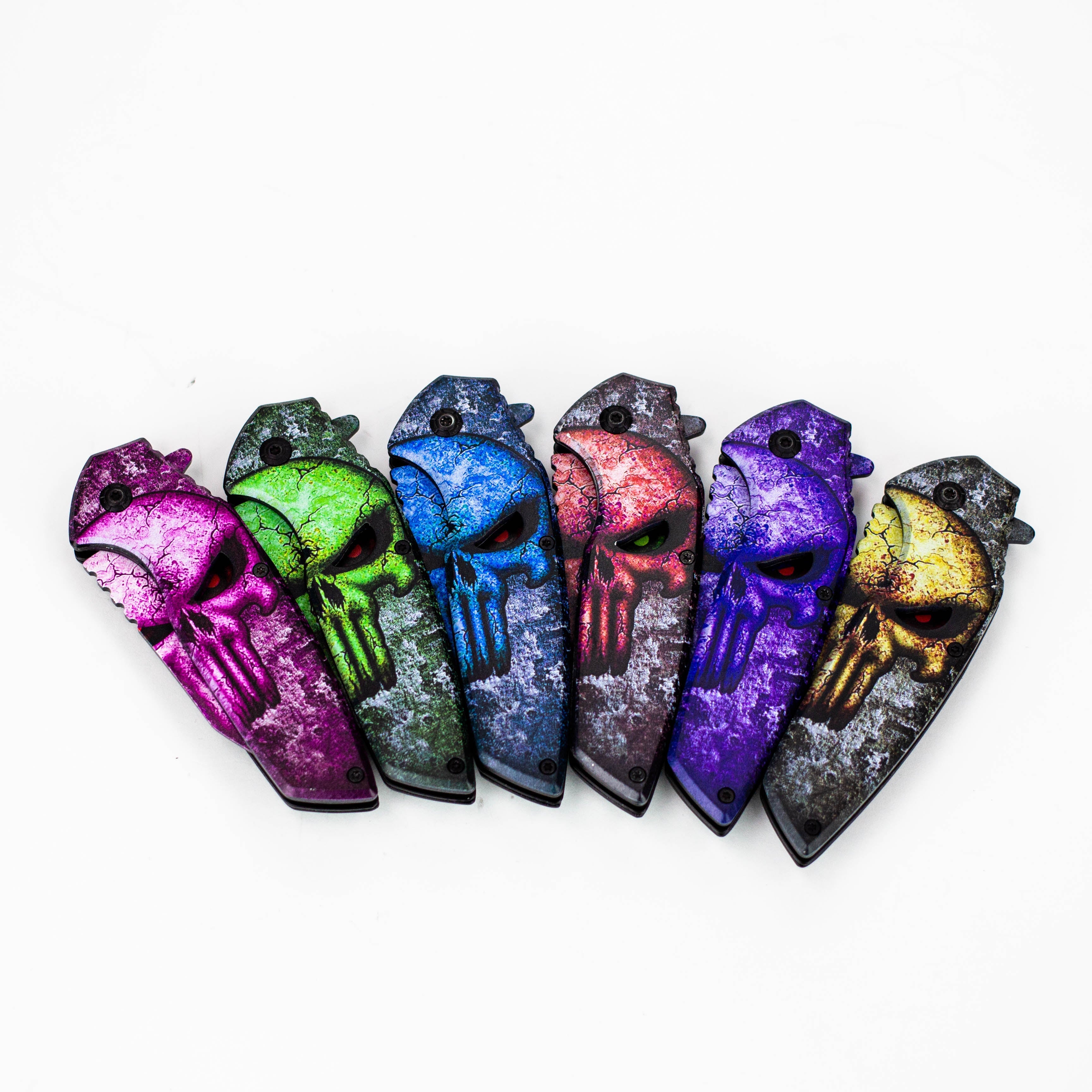8″ Tiger-USA® Skull Folding Knife Purple  [SJ-1041]