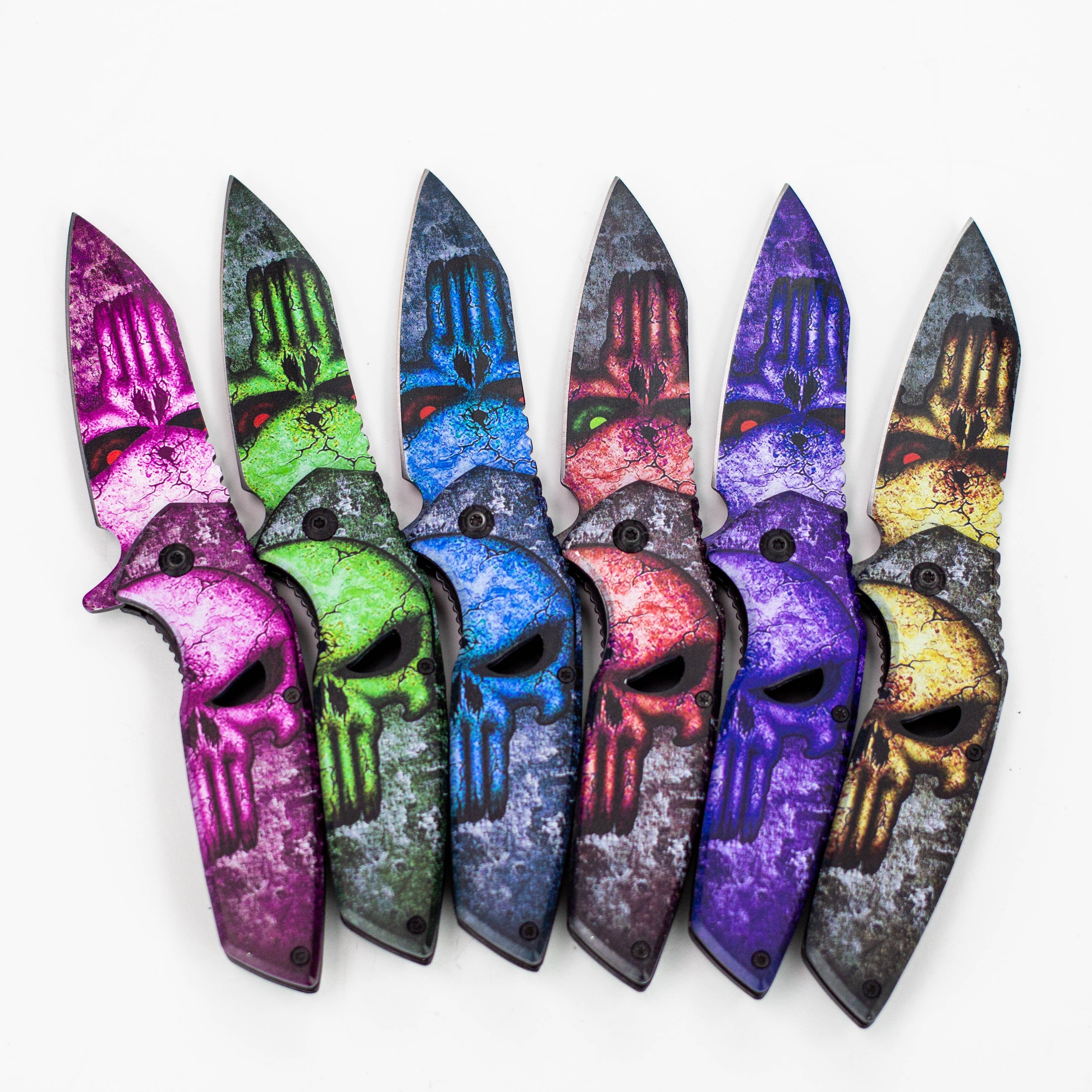 8″ Tiger-USA® Skull Folding Knife Purple  [SJ-1041]