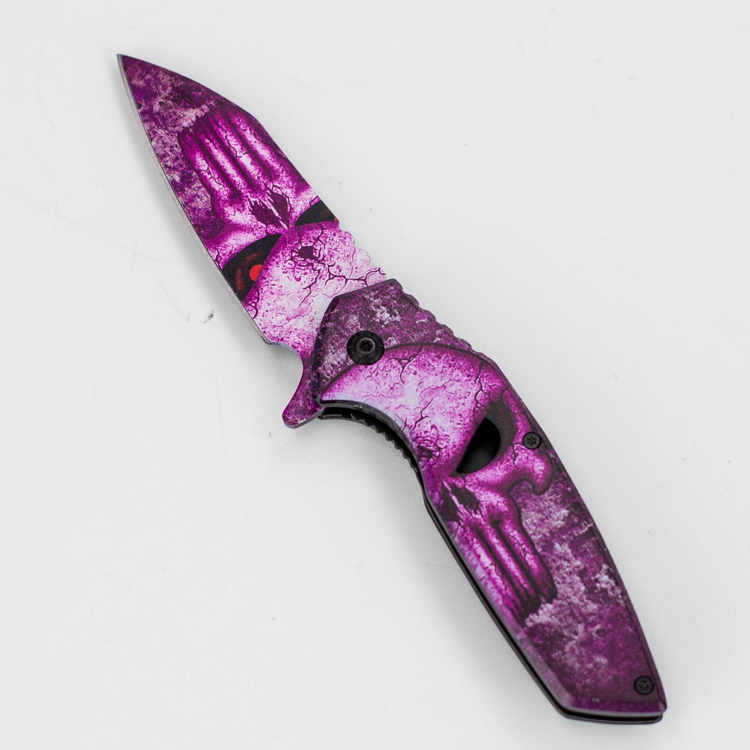 8″ Tiger-USA® Skull Folding Knife Purple  [SJ-1041]