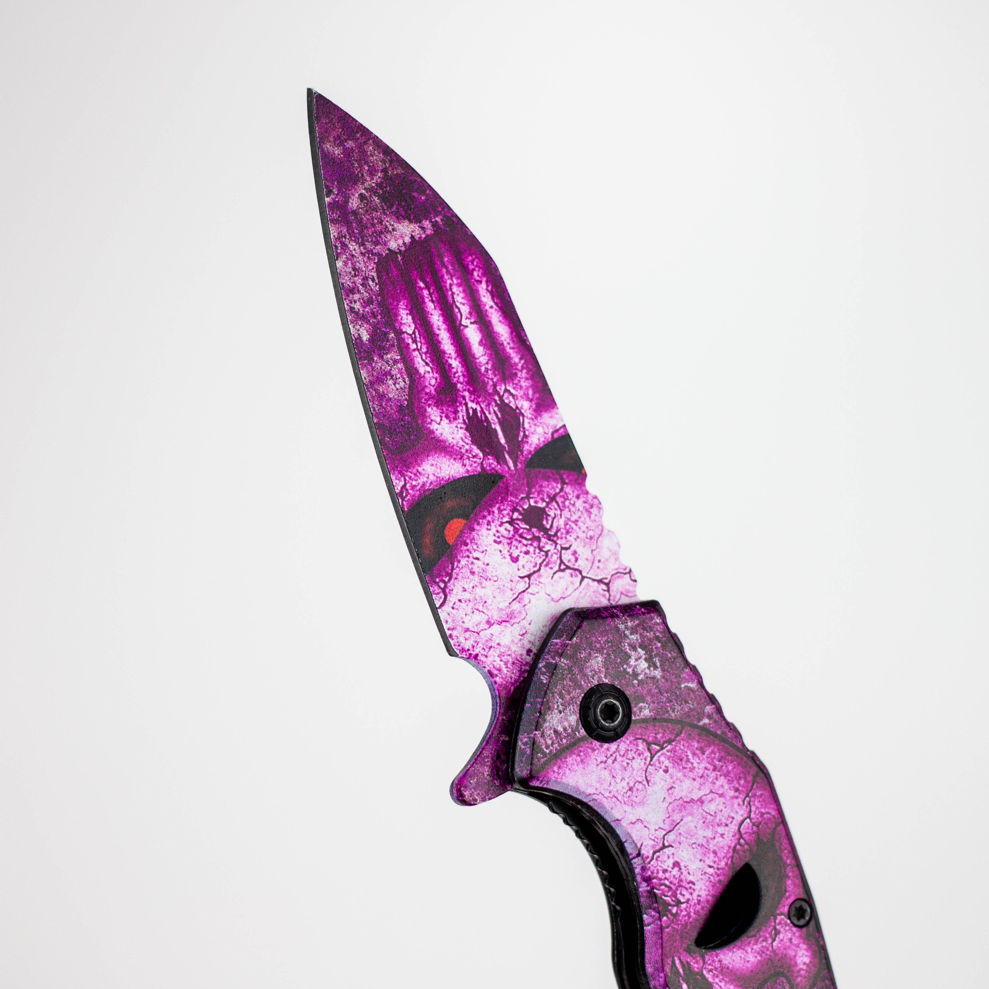 8″ Tiger-USA® Skull Folding Knife Purple  [SJ-1041]