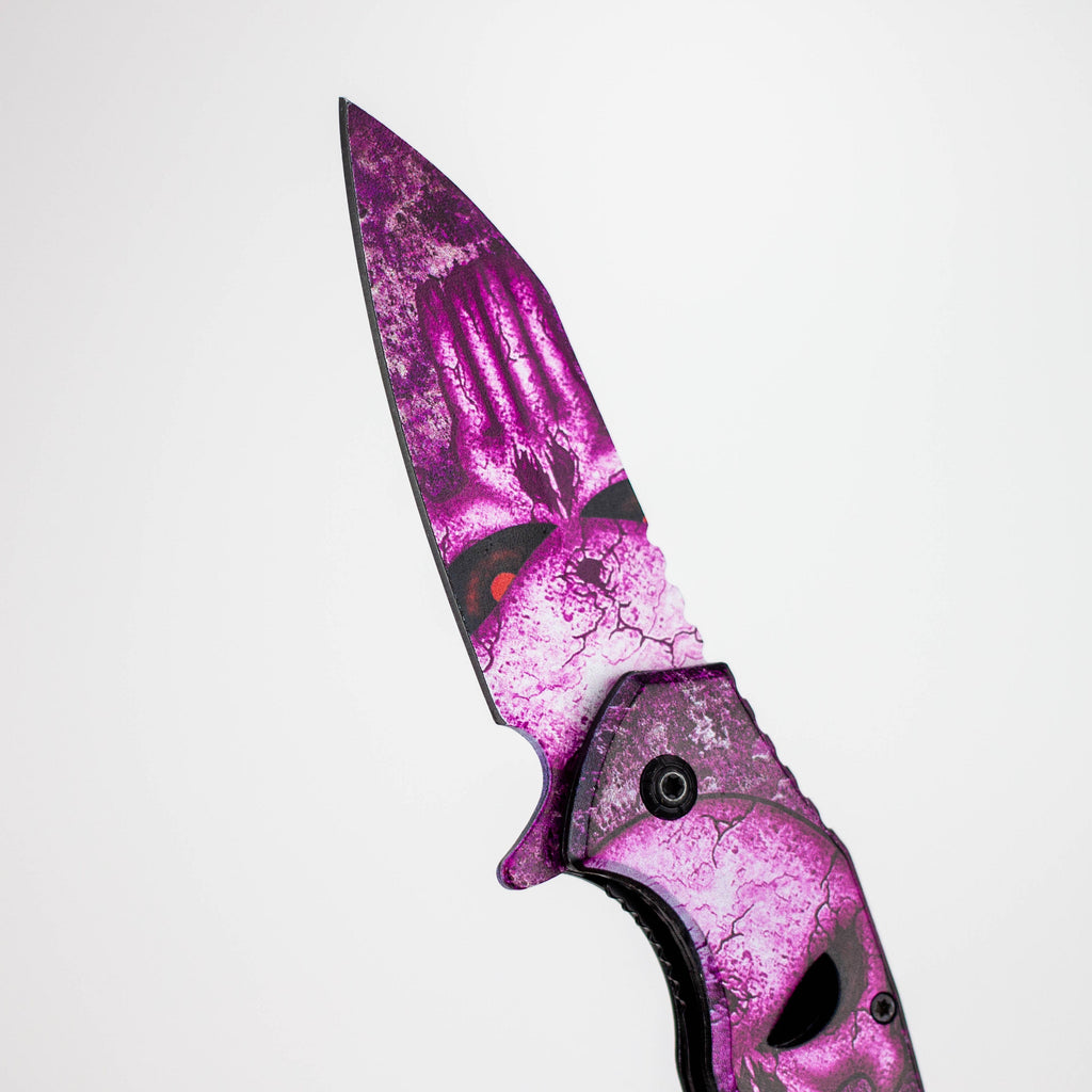 8″ Tiger-USA® Skull Folding Knife Purple  [SJ-1041]