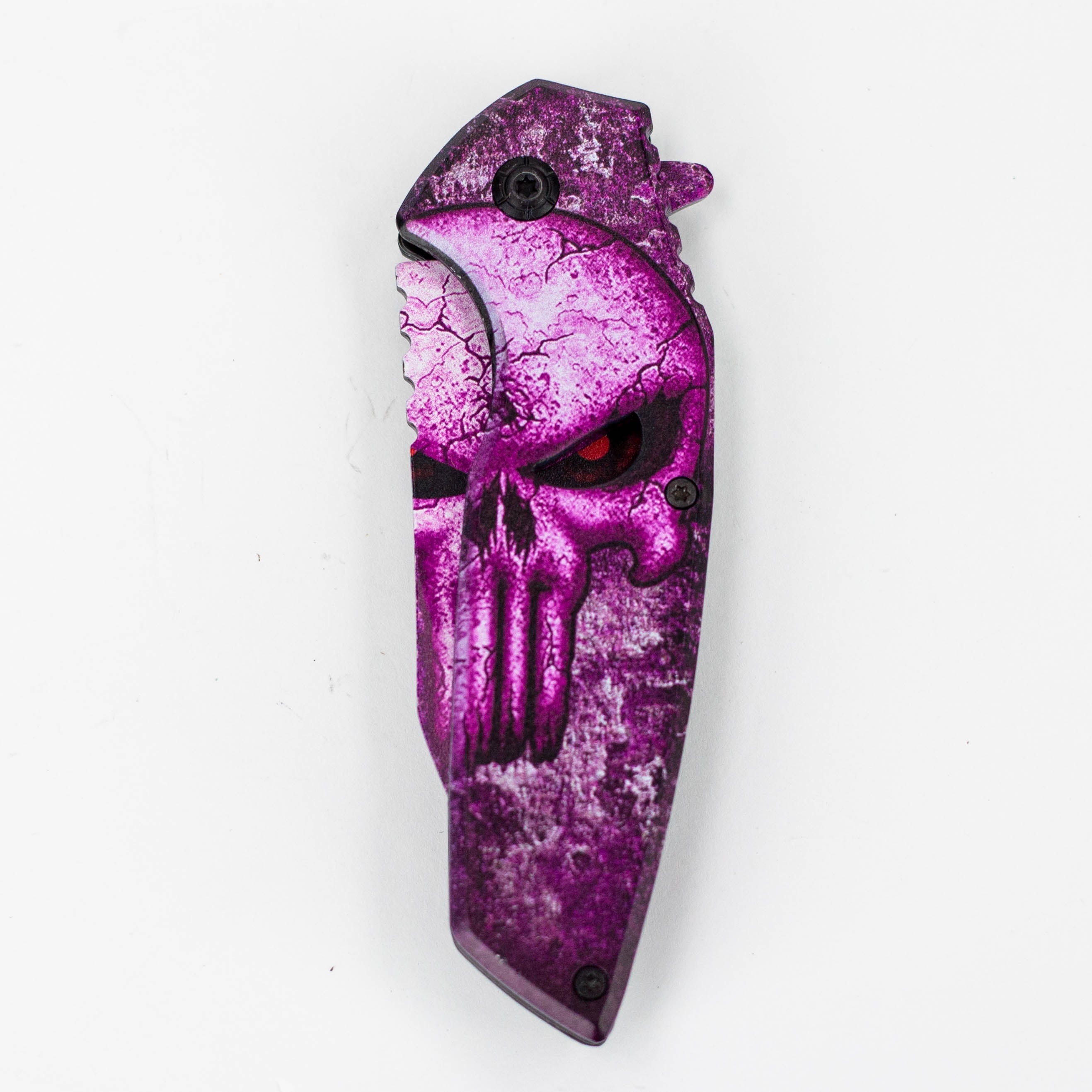 8″ Tiger-USA® Skull Folding Knife Purple  [SJ-1041]