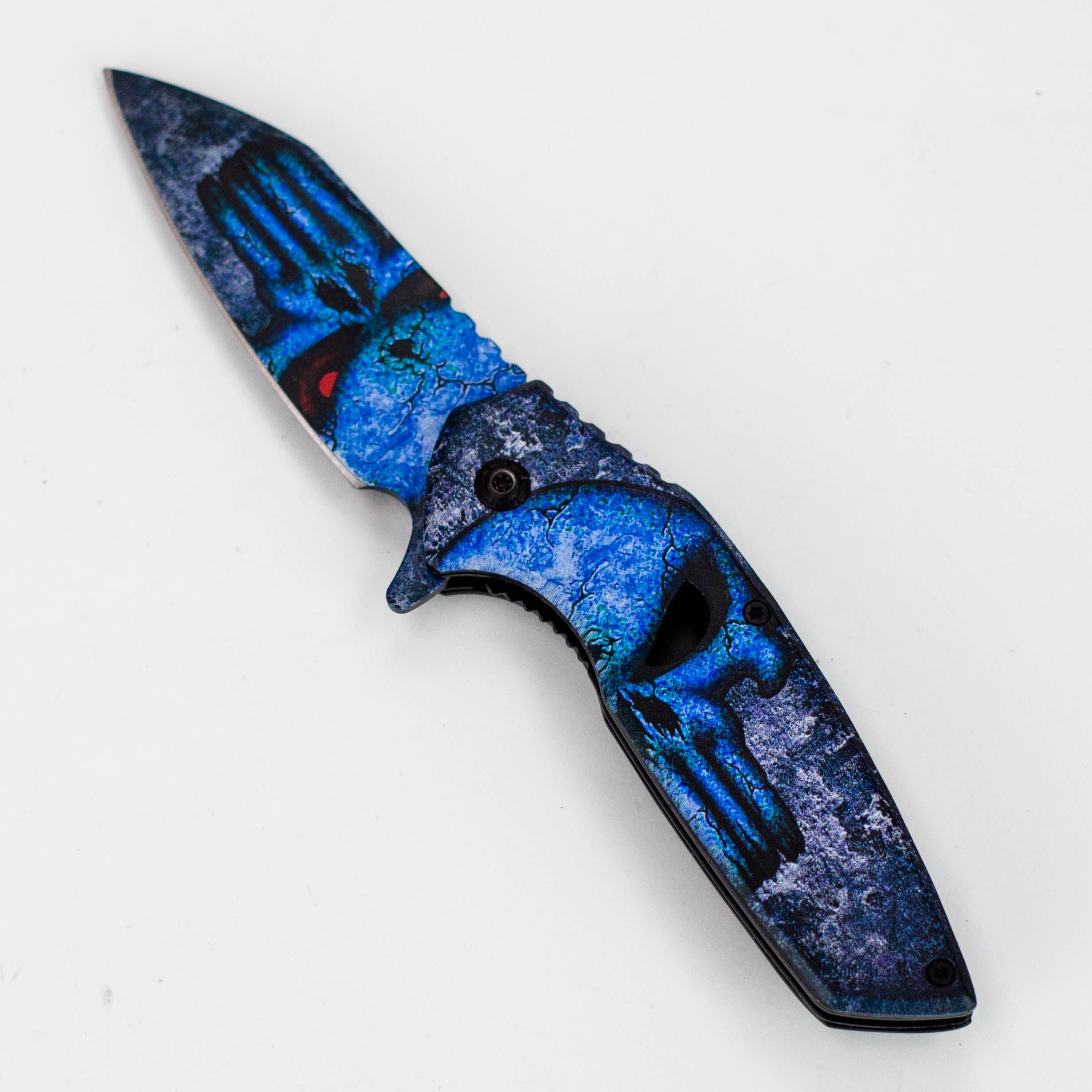 8″ Tiger-USA® Skull Folding Knife Purple  [SJ-1041]
