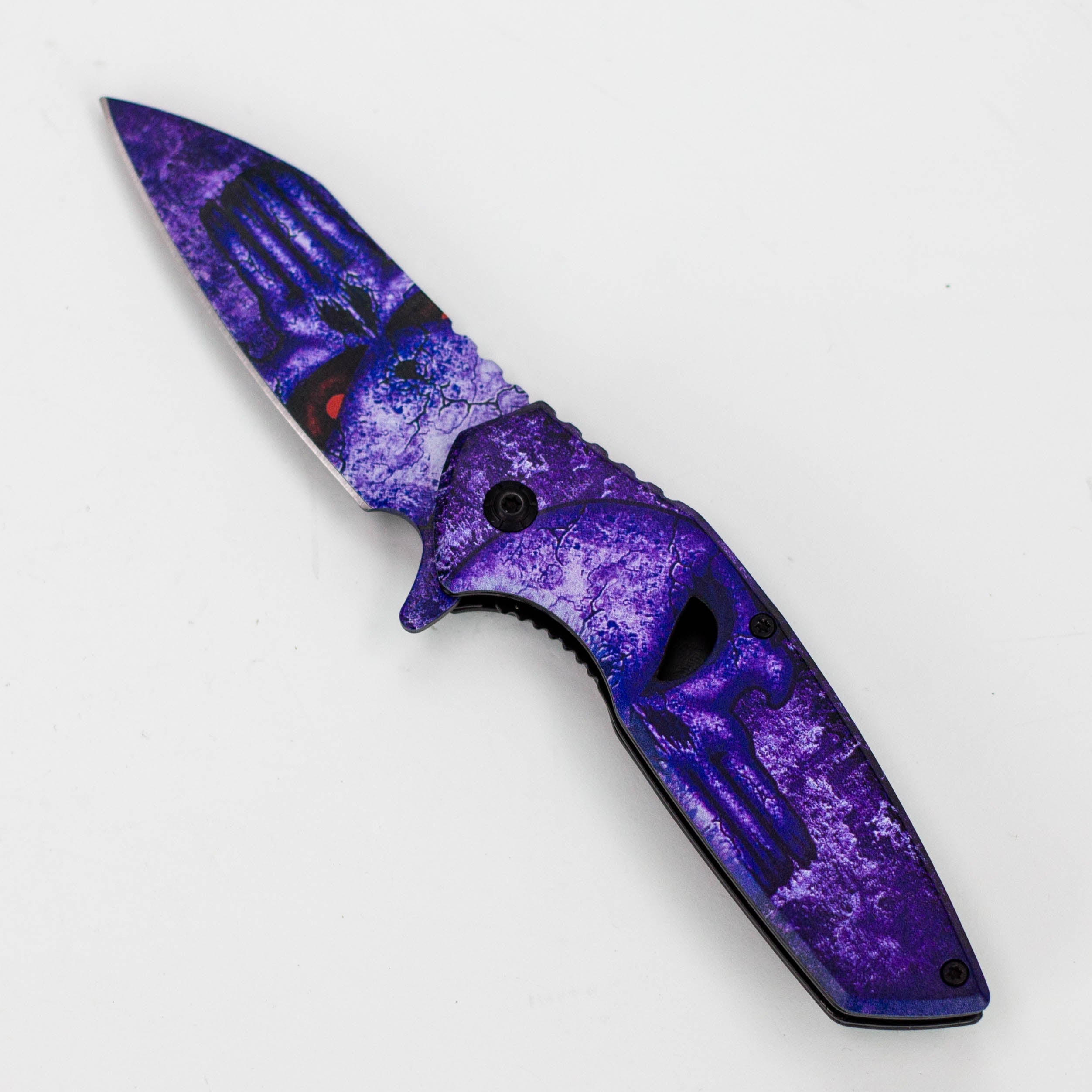 8″ Tiger-USA® Skull Folding Knife Purple  [SJ-1041]