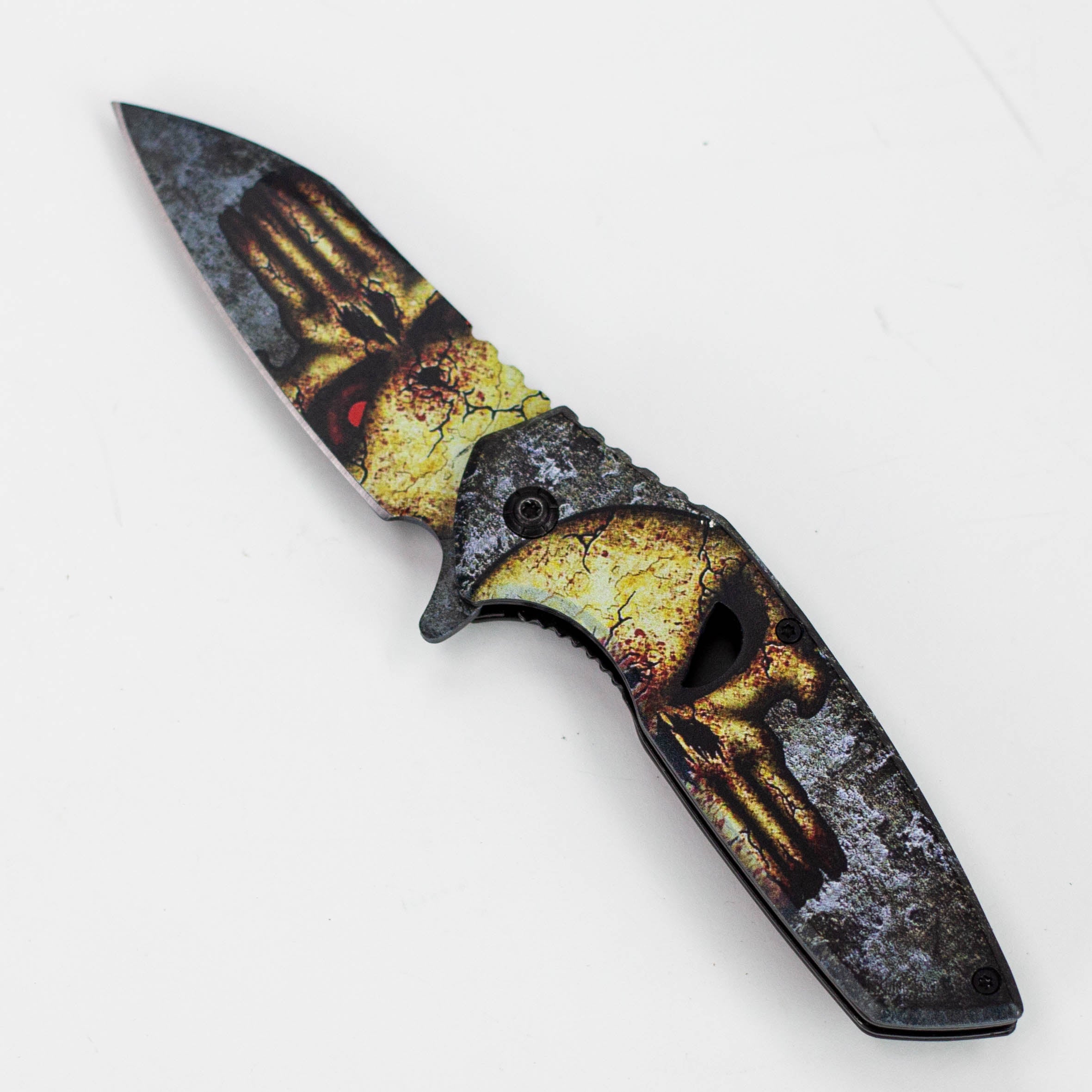 8″ Tiger-USA® Skull Folding Knife Purple  [SJ-1041]