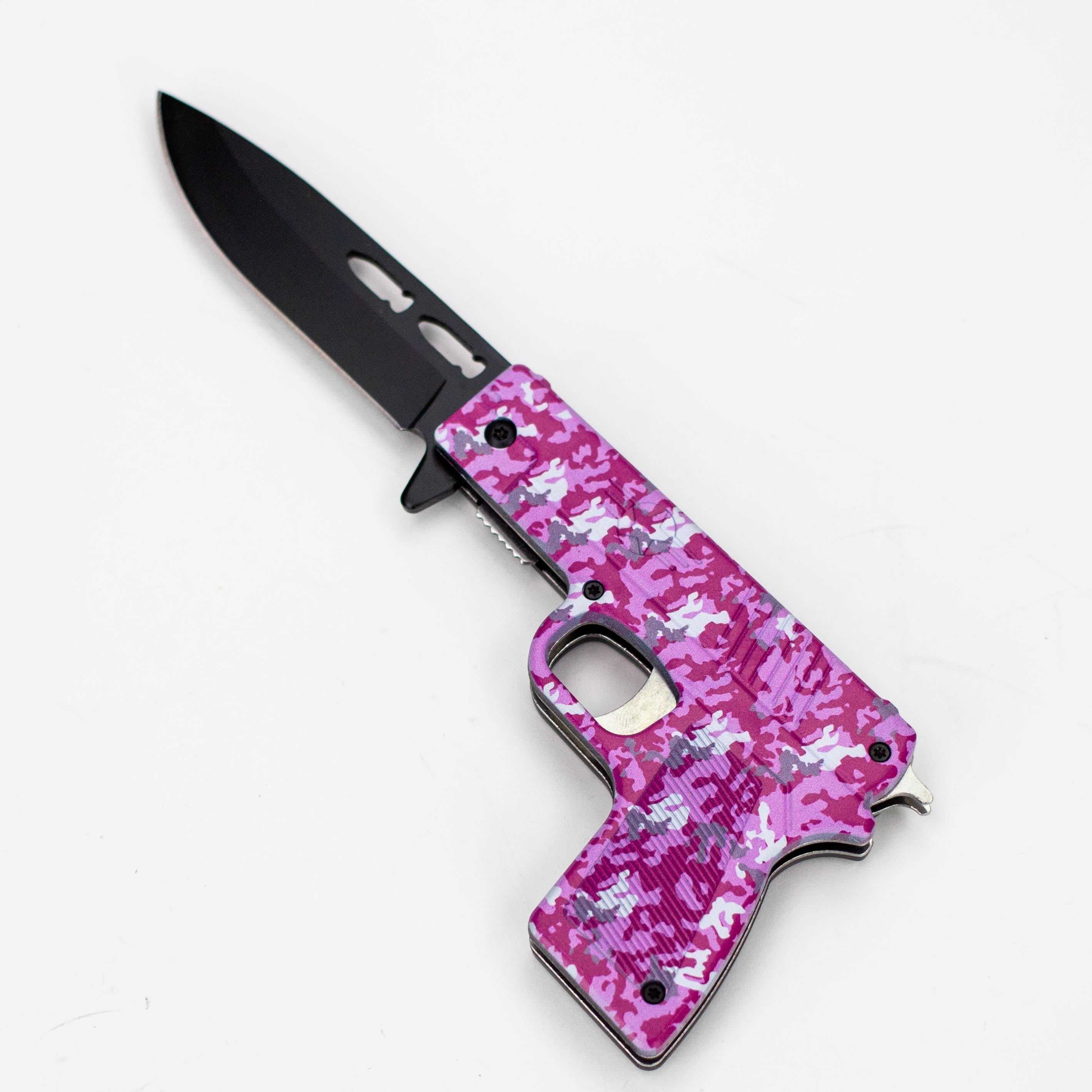 8″ Tiger-USA® Pistol Folding Knife Purple  [SJ-1042]