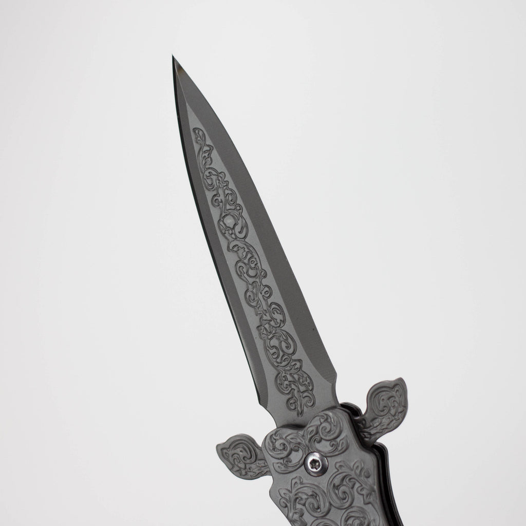 TheBoneEdge 8.5″ Medieval Style Folding Knife Pink Pearl Color [13068]