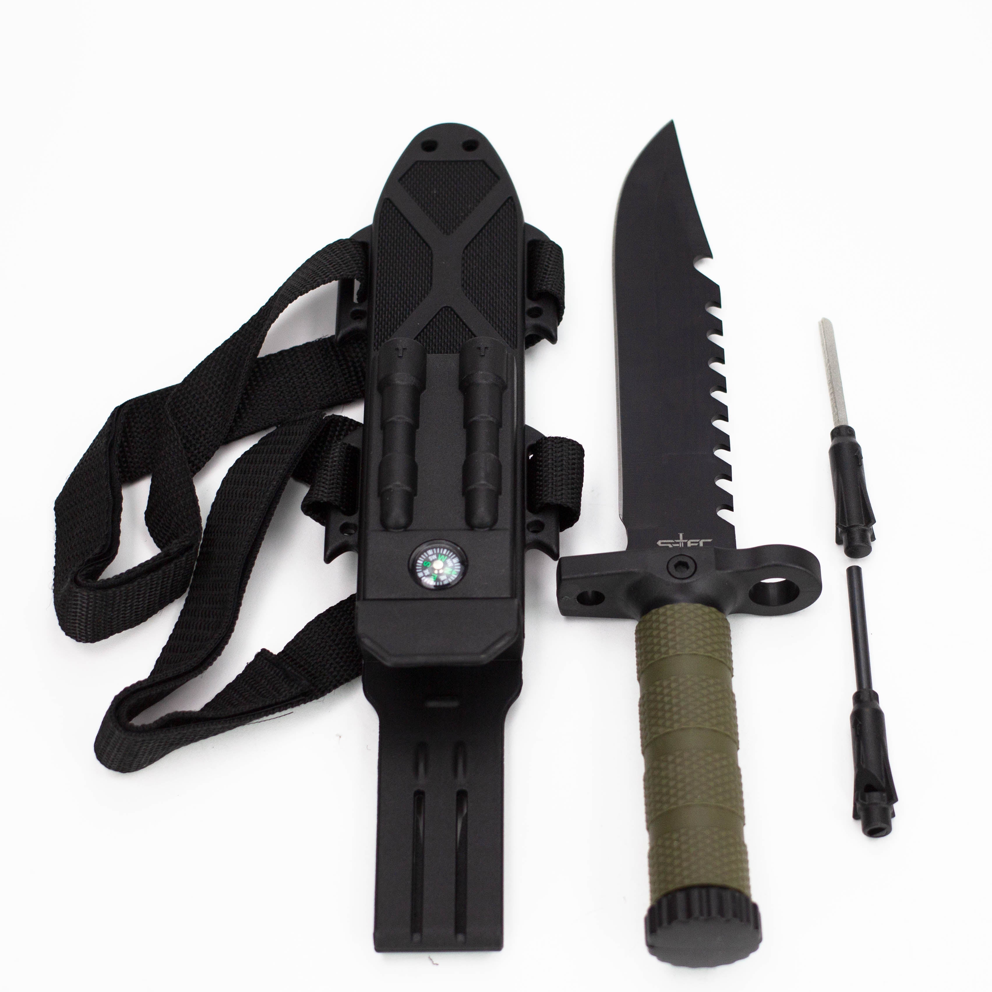 12.75″ Hunting Knife w/ ABS Sheath + Accessories [T22188GN-3]