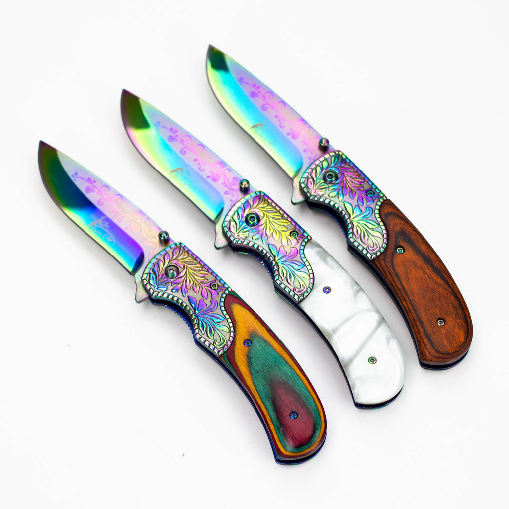 The Bone Edge 8.5″ Titanium Coated Folding Knife [1329X]