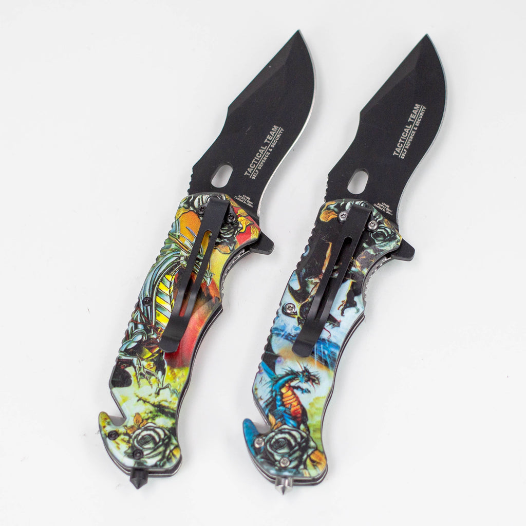 Defender-Xtreme 8″ Glass Breaker Folding Knife with belt clip [1316x]
