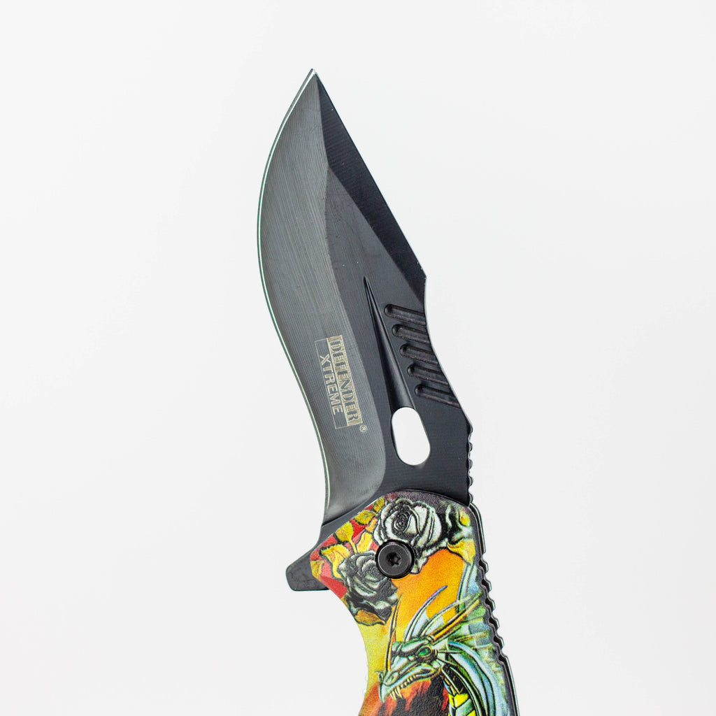 Defender-Xtreme 8″ Glass Breaker Folding Knife with belt clip [1316x]