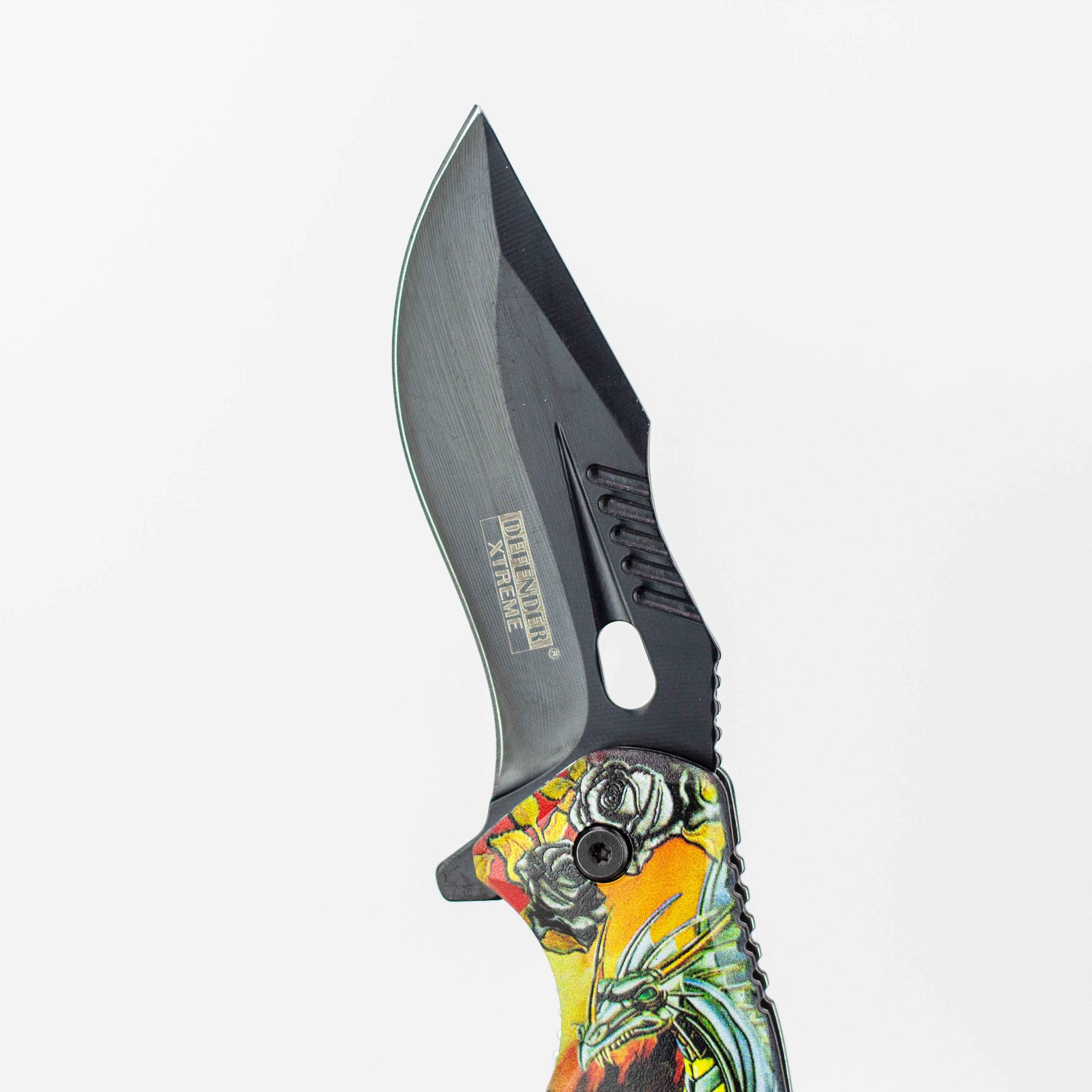 Defender-Xtreme 8″ Glass Breaker Folding Knife with belt clip [1316x]