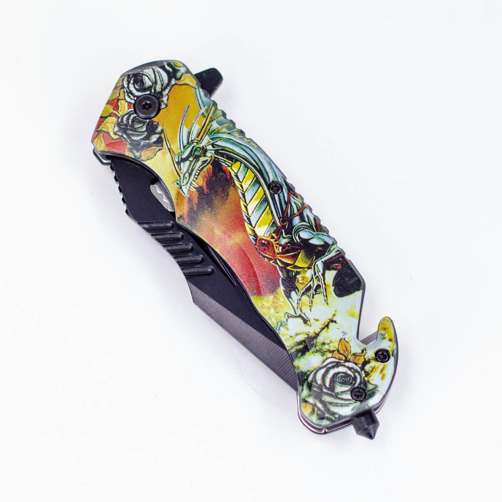 Defender-Xtreme 8″ Glass Breaker Folding Knife with belt clip [1316x]