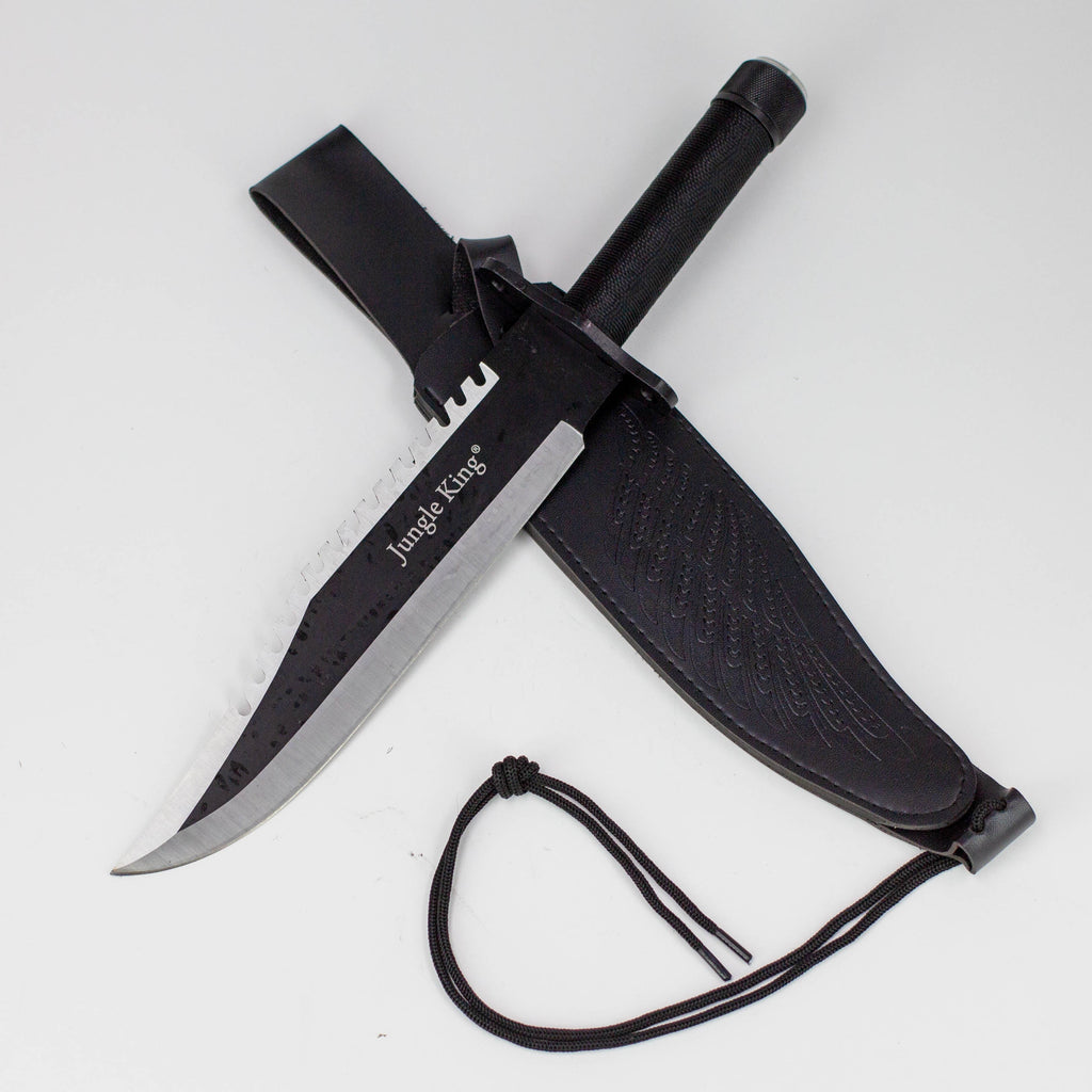 15.25" Jungle King Survival Fixed Blade Knife with Sheath [JK-8837-BK]