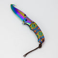 Defender-Xtreme 8″ Folding Knife Rainbow Blade w/ Designer Handle [13728]
