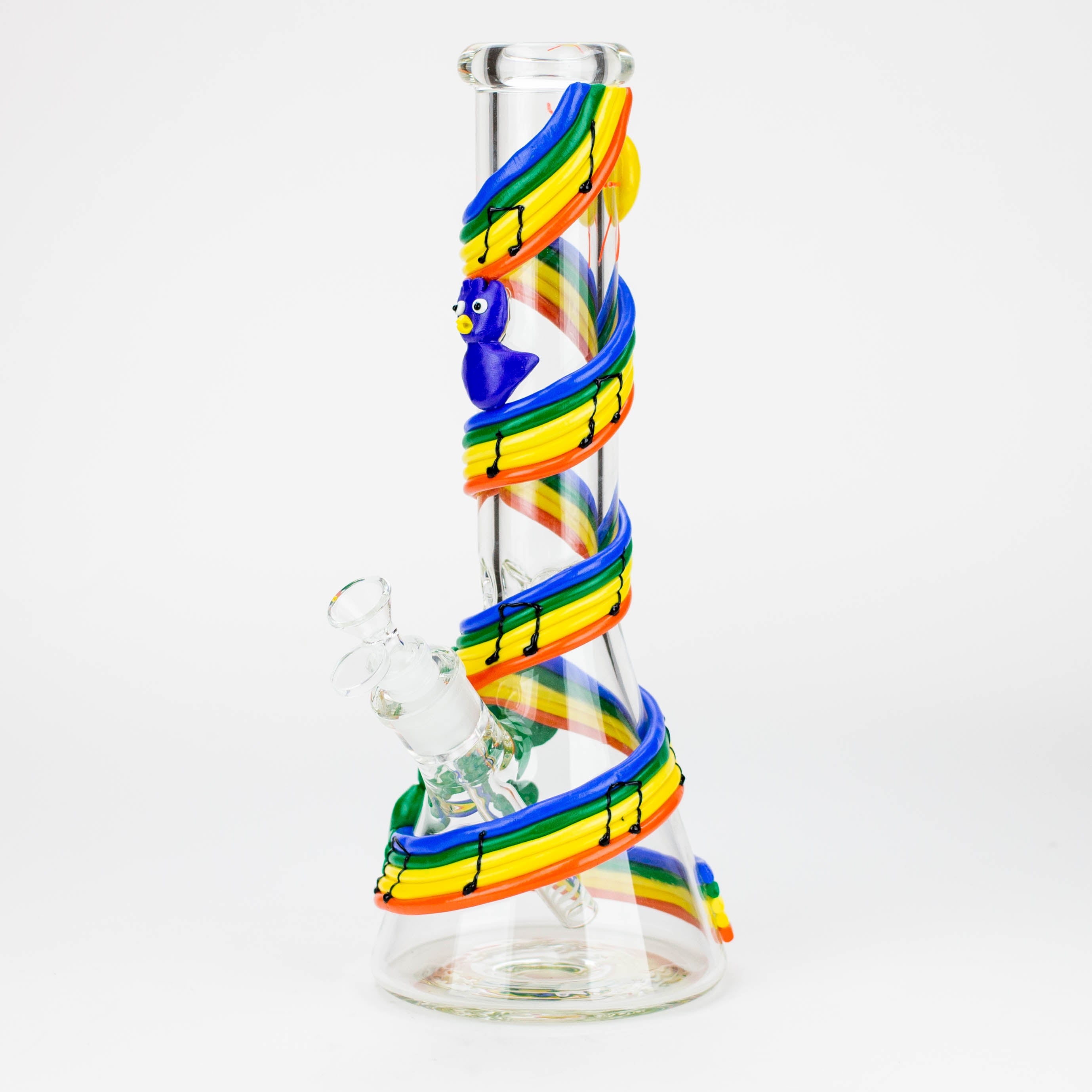 14" Resin 3D Glow in the dark artwork 7mm glass beaker water bong [GB208]