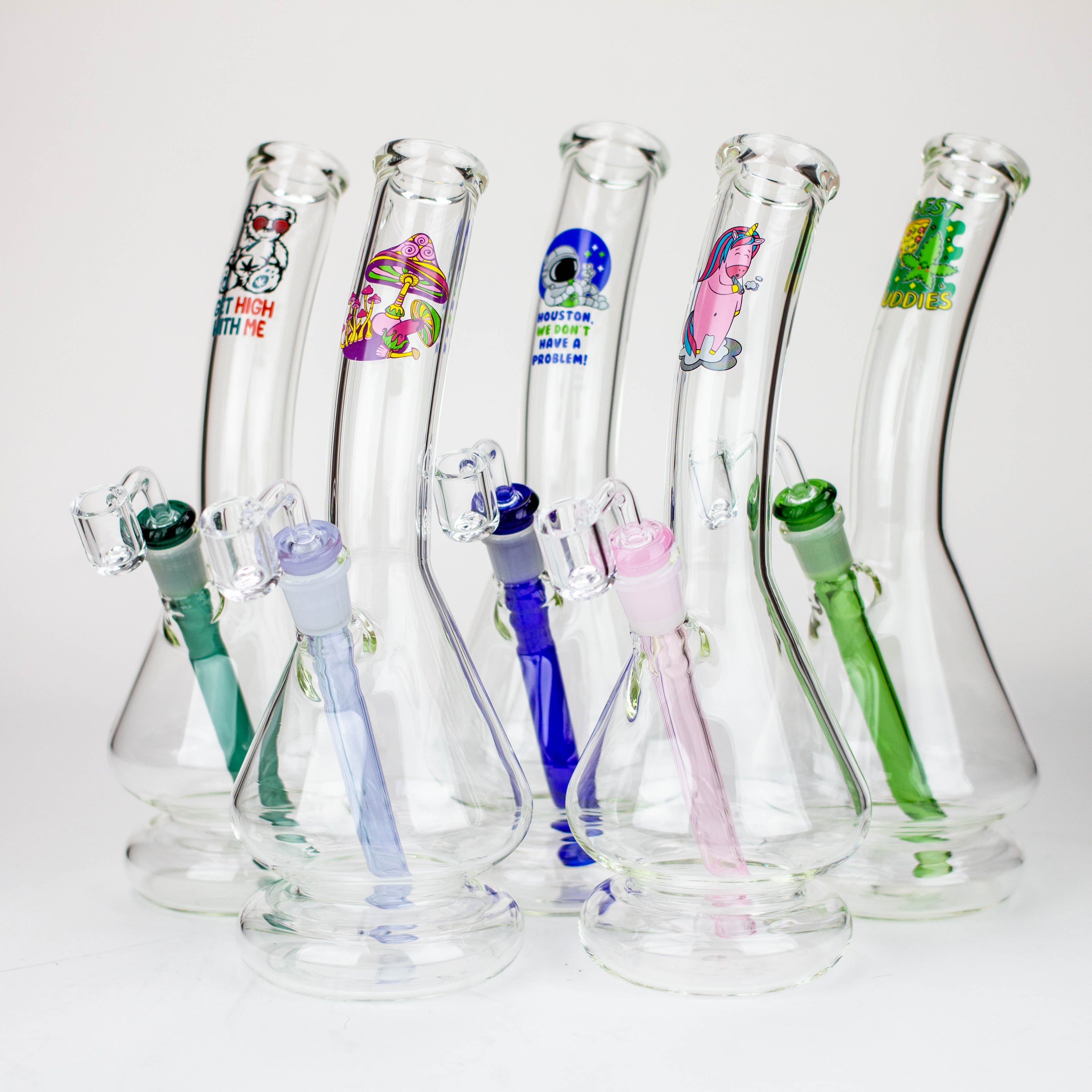 12" 2-in-1 Beaker Glass Bong - Cartoon Design [XTR2022-03]