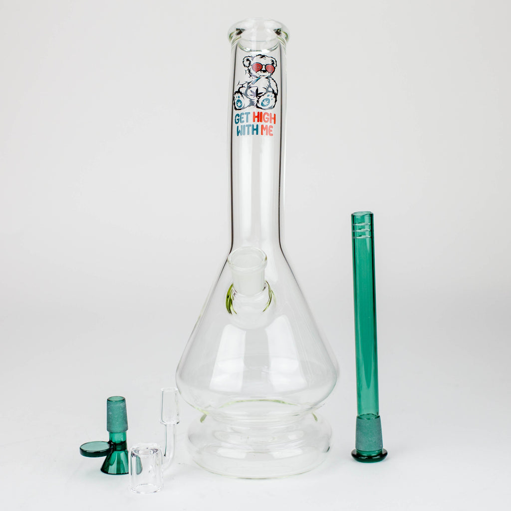 12" 2-in-1 Beaker Glass Bong - Cartoon Design [XTR2022-03]