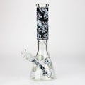 14" Graphic with cubic zirconia decor 7mm glass beaker water bong [AK32xx]
