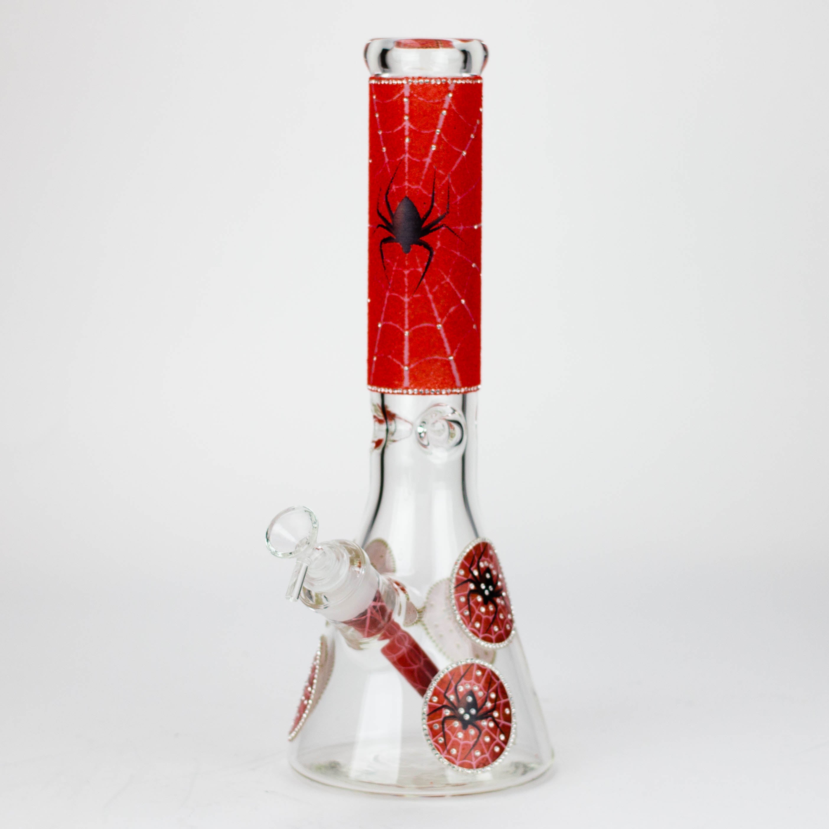 14" Graphic with cubic zirconia decor 7mm glass beaker water bong [AK32xx]