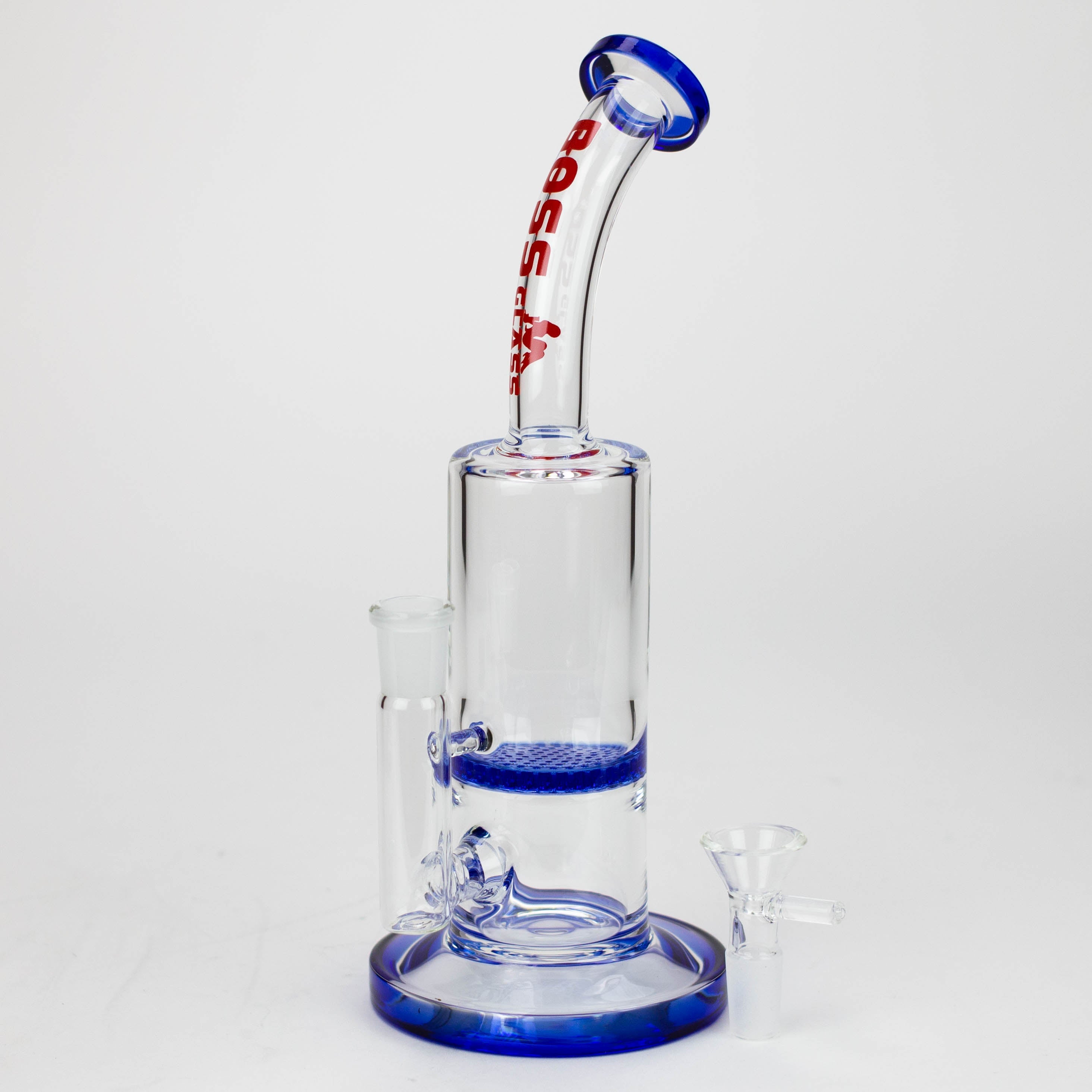 8" Honeycomb diffuser Bent neck glass bong [B12]