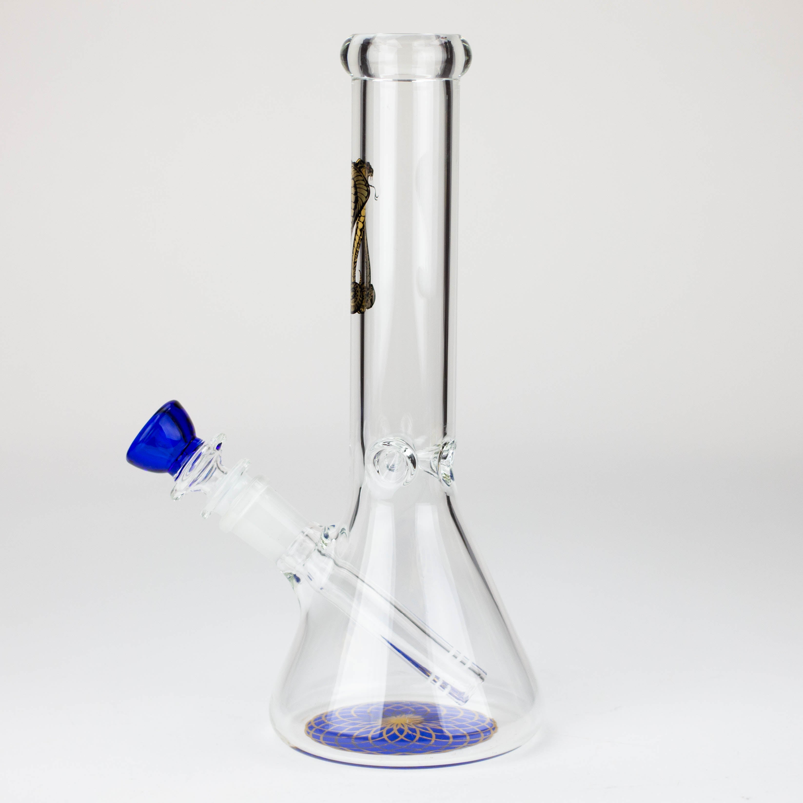 9.5" Gold Cobra beaker glass water bong (Wide)