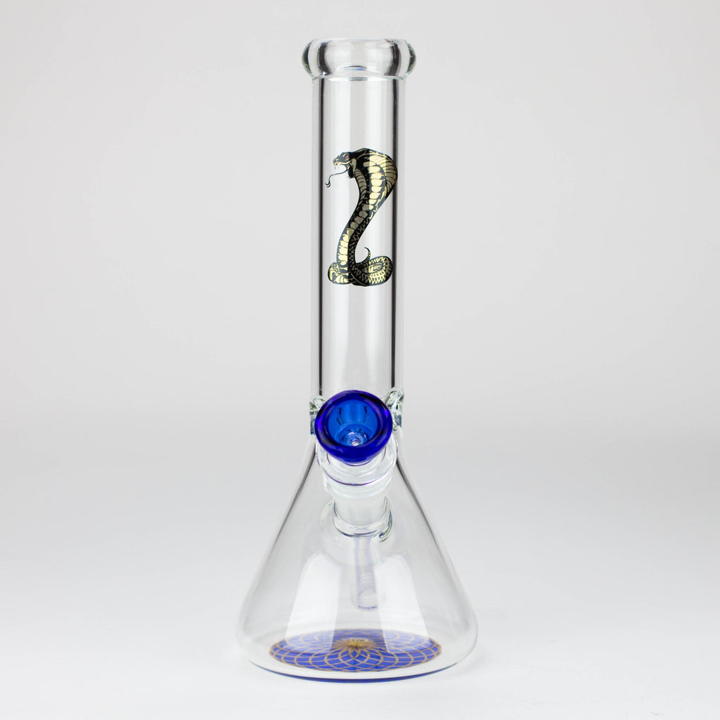 9.5" Gold Cobra beaker glass water bong (Wide)