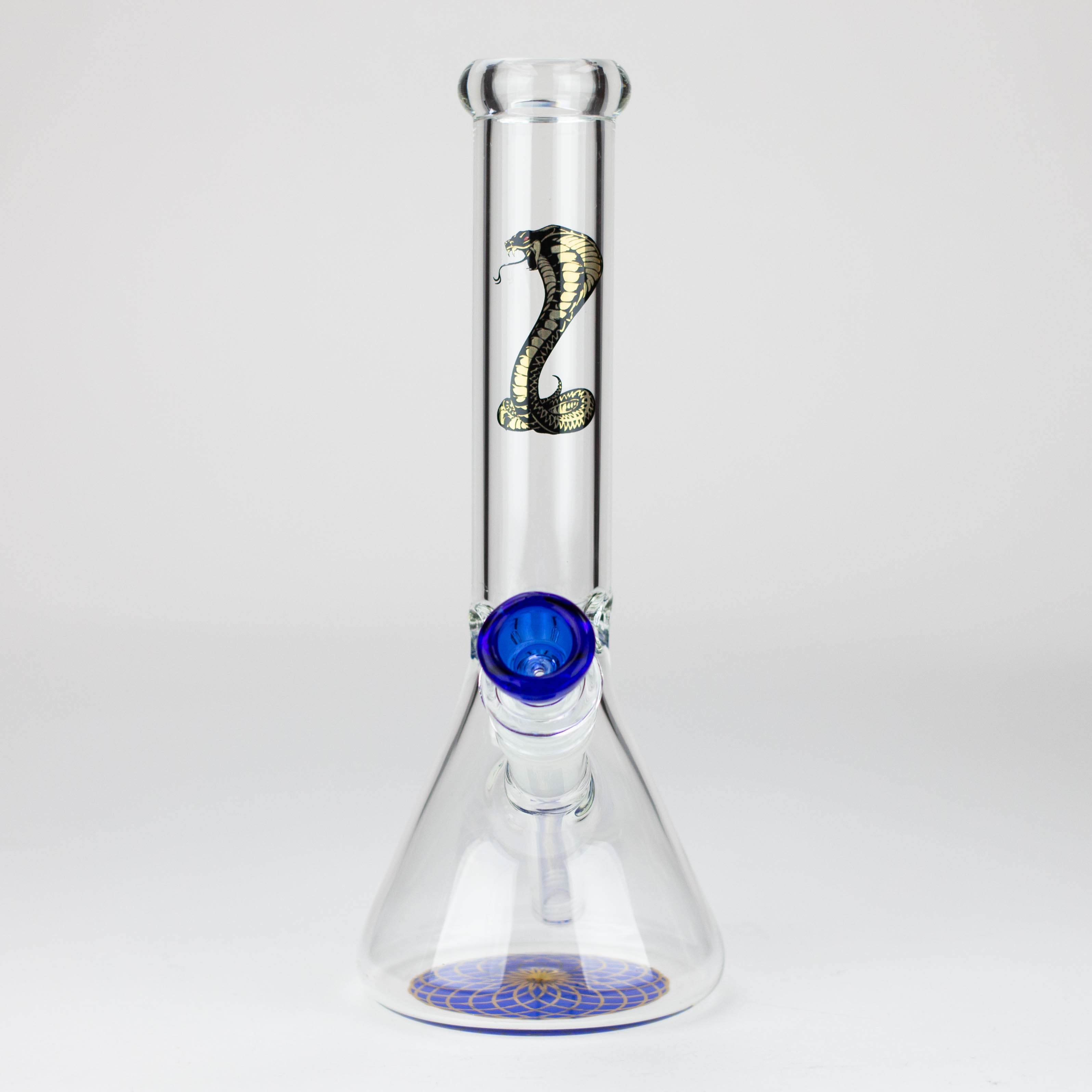 9.5" Gold Cobra beaker glass water bong (Wide)