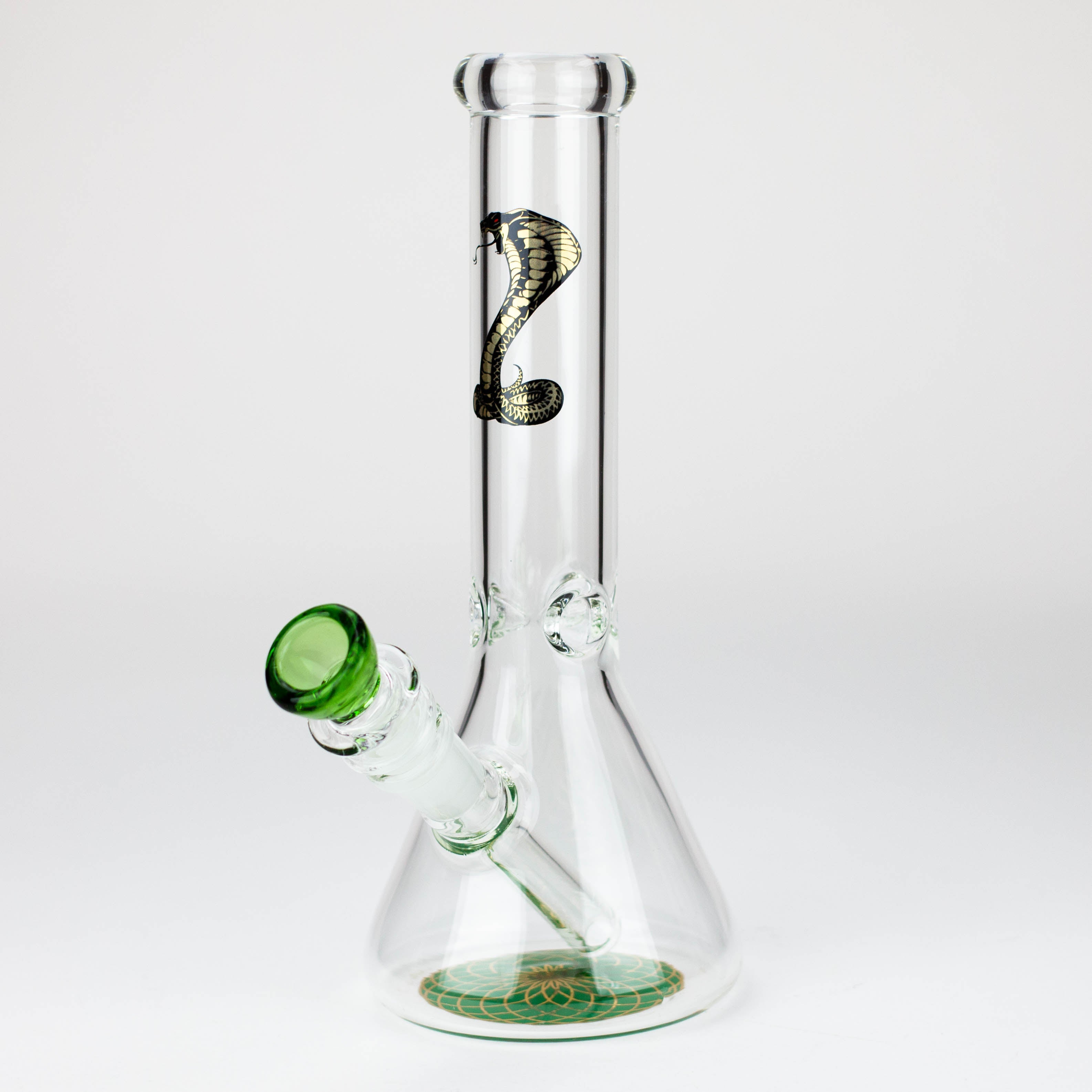 9.5" Gold Cobra beaker glass water bong (Wide)