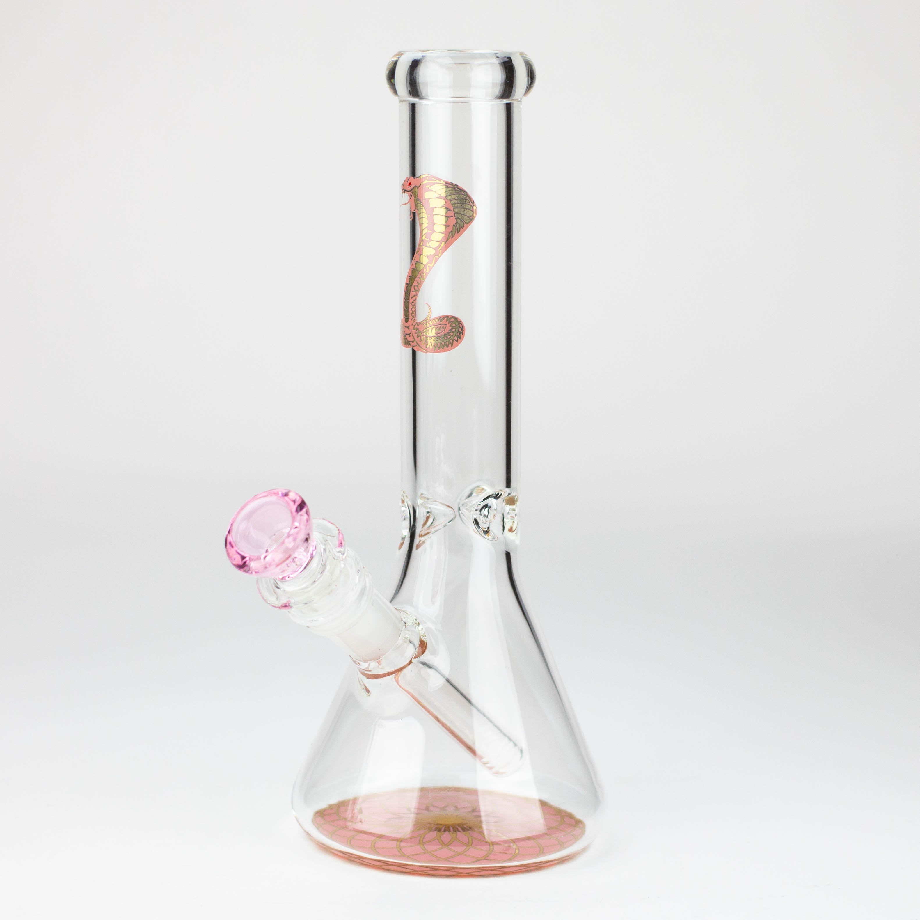 9.5" Gold Cobra beaker glass water bong (Wide)