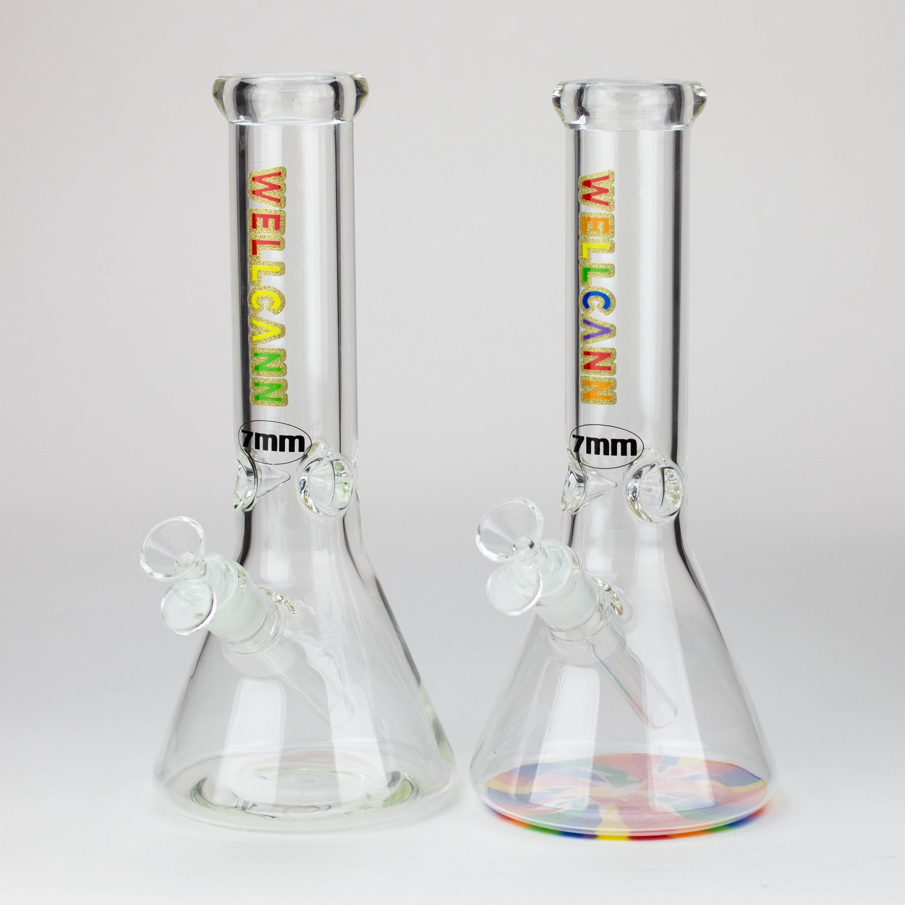 WellCann -12" 7mm glass bong with Glitter Logo