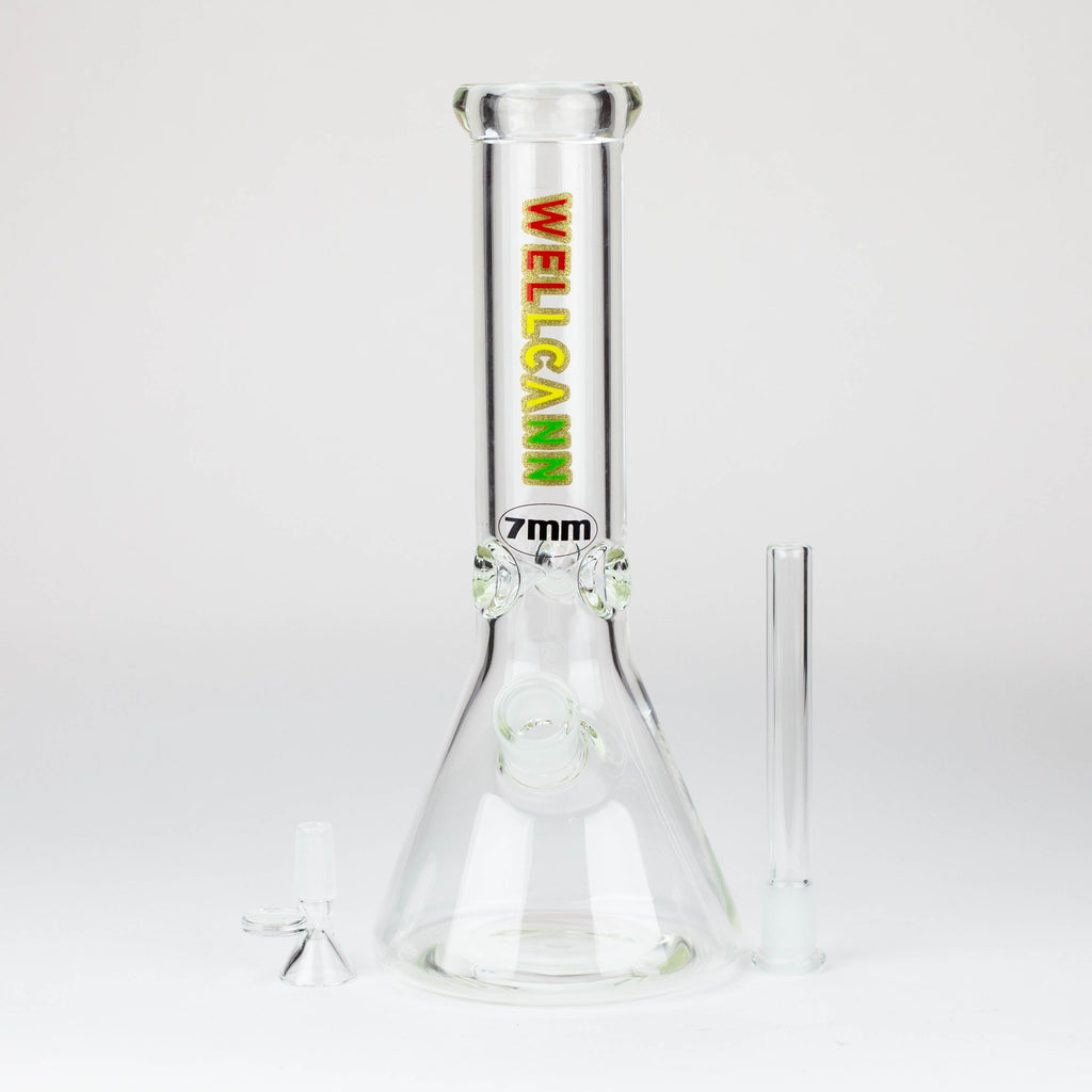 WellCann -12" 7mm glass bong with Glitter Logo