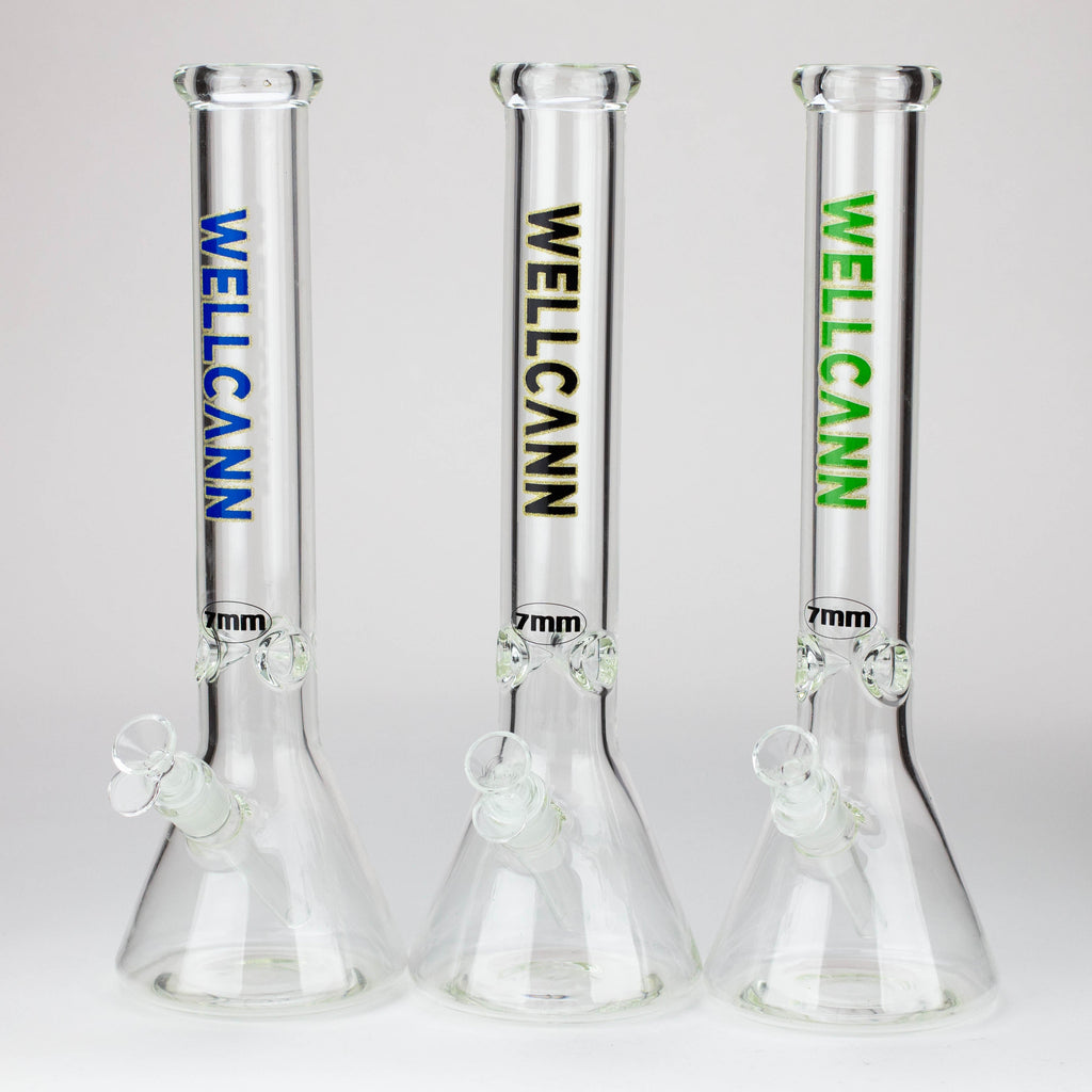 WellCann - 16" 7 mm glass bong with Glitter Logo