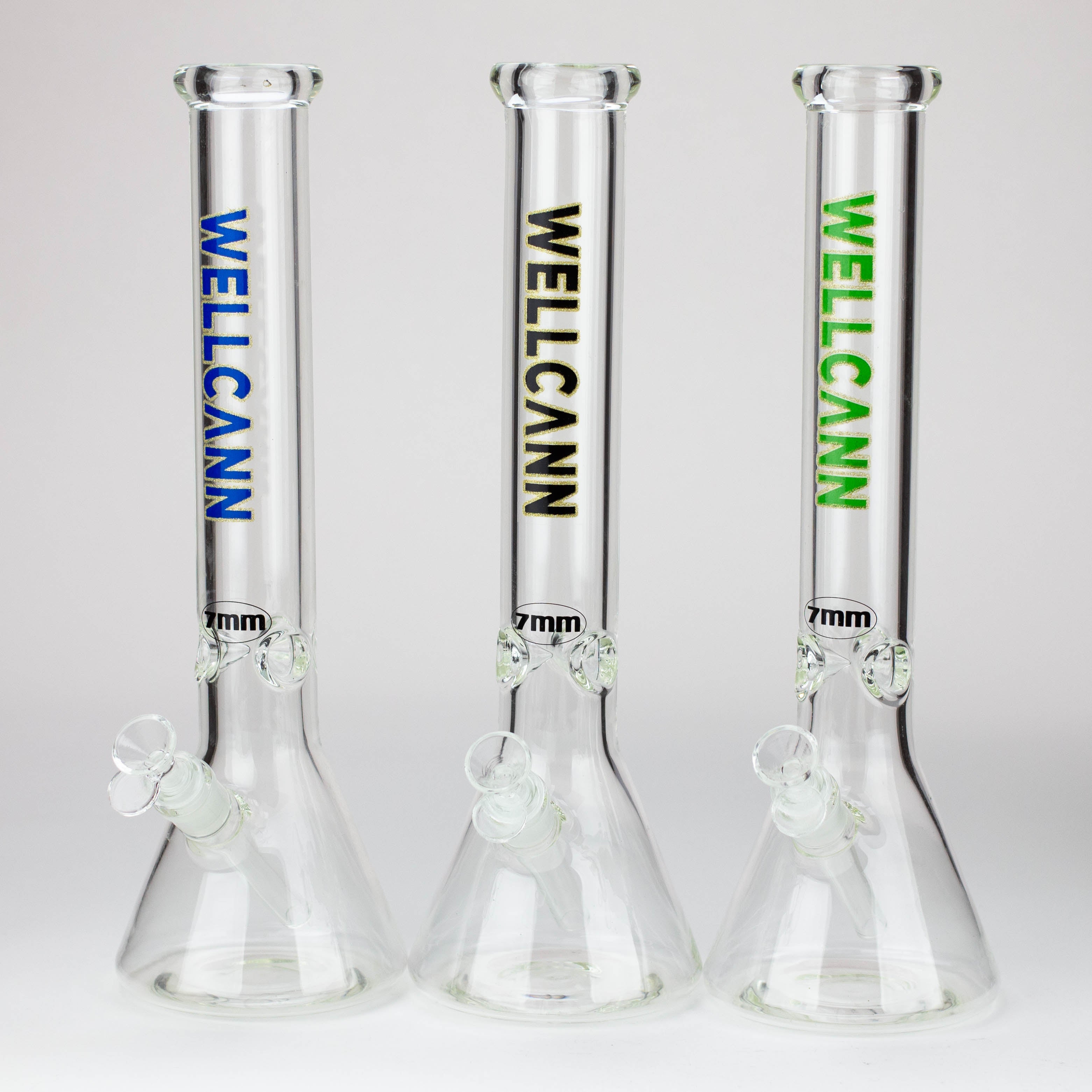 WellCann - 16" 7 mm glass bong with Glitter Logo