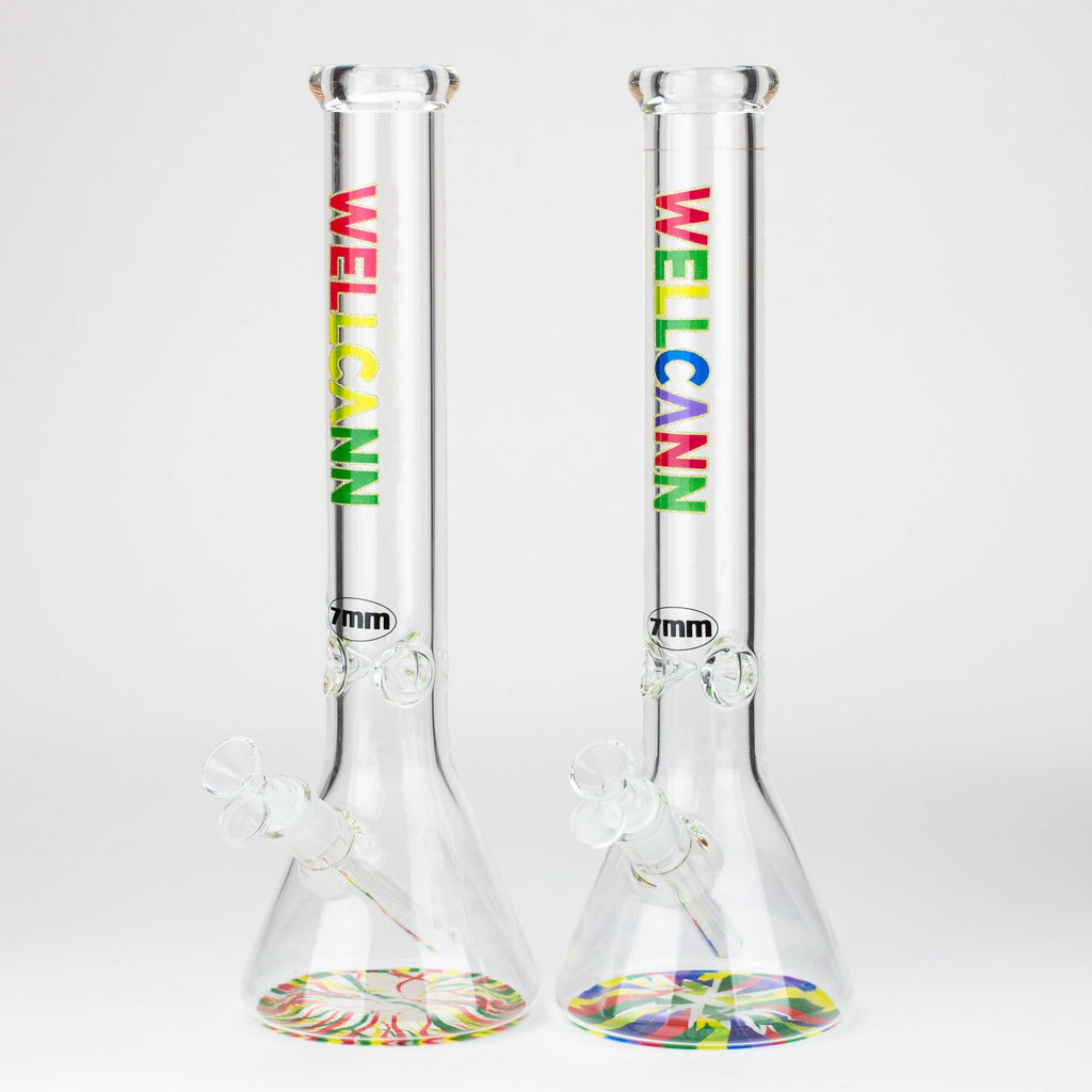 WellCann - 16" 7 mm glass bong with Glitter Logo
