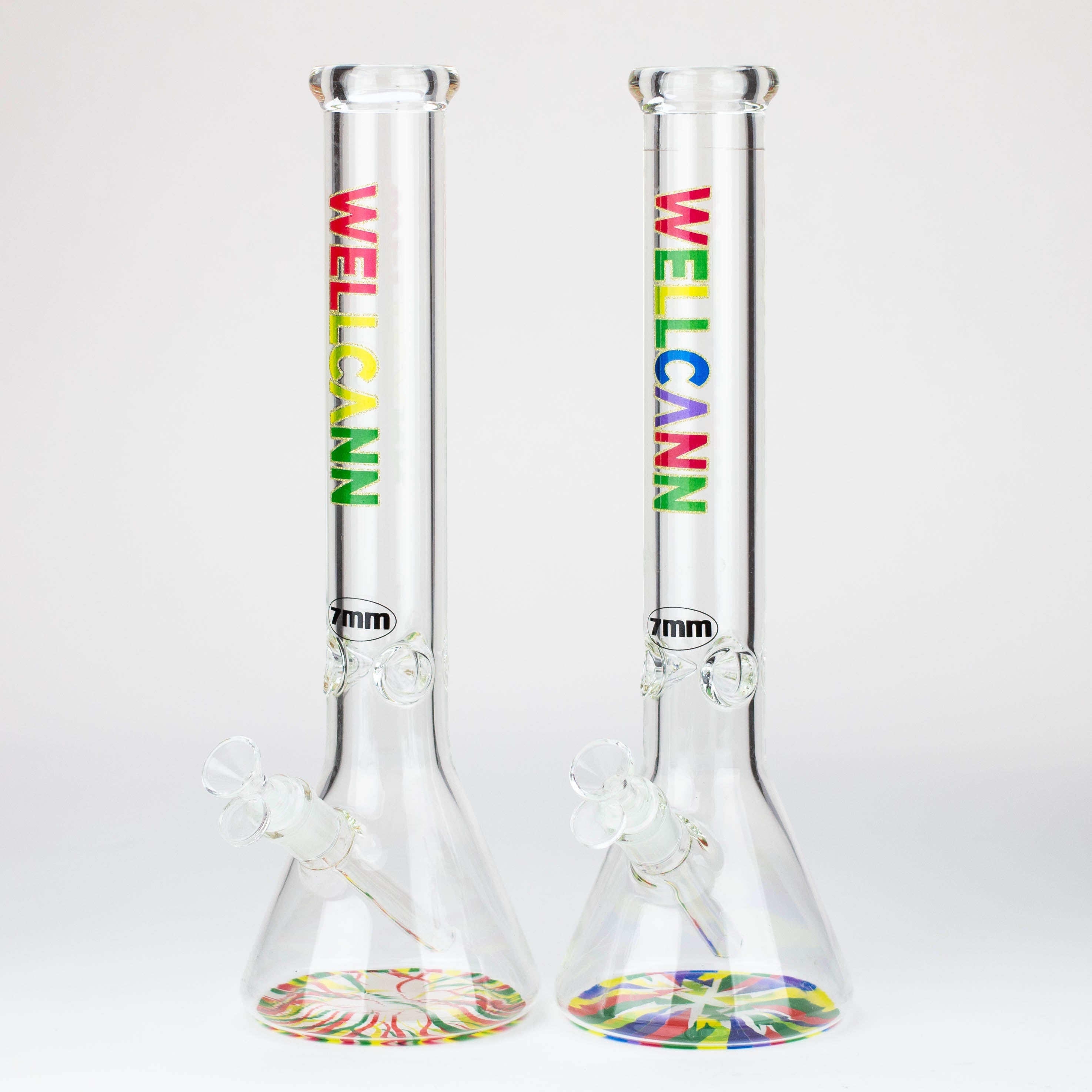 WellCann - 16" 7 mm glass bong with Glitter Logo