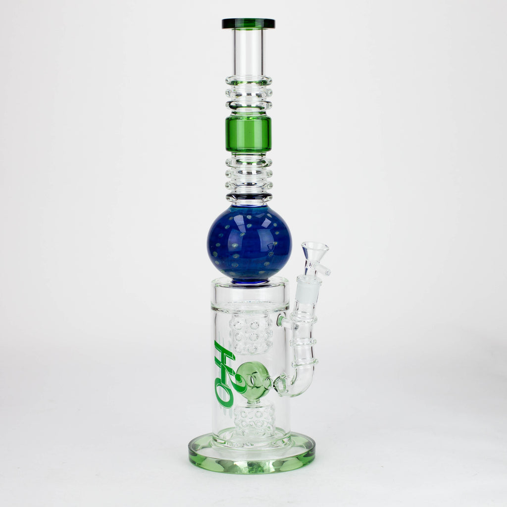 H2O | 15" Gold fumed sphere Glass water bong [H2O-5017]