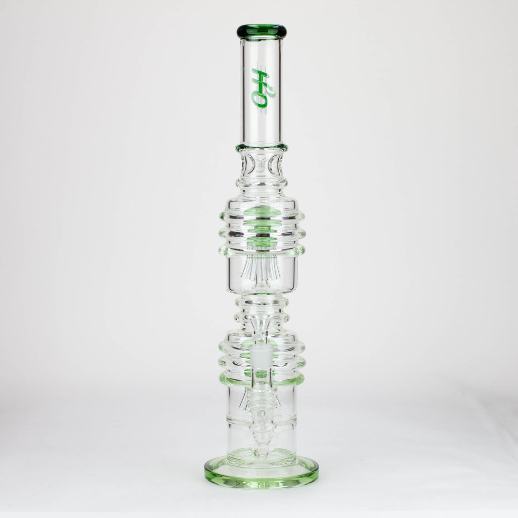 H2O | 21" Dual percolator glass water bong [H2O-5019]