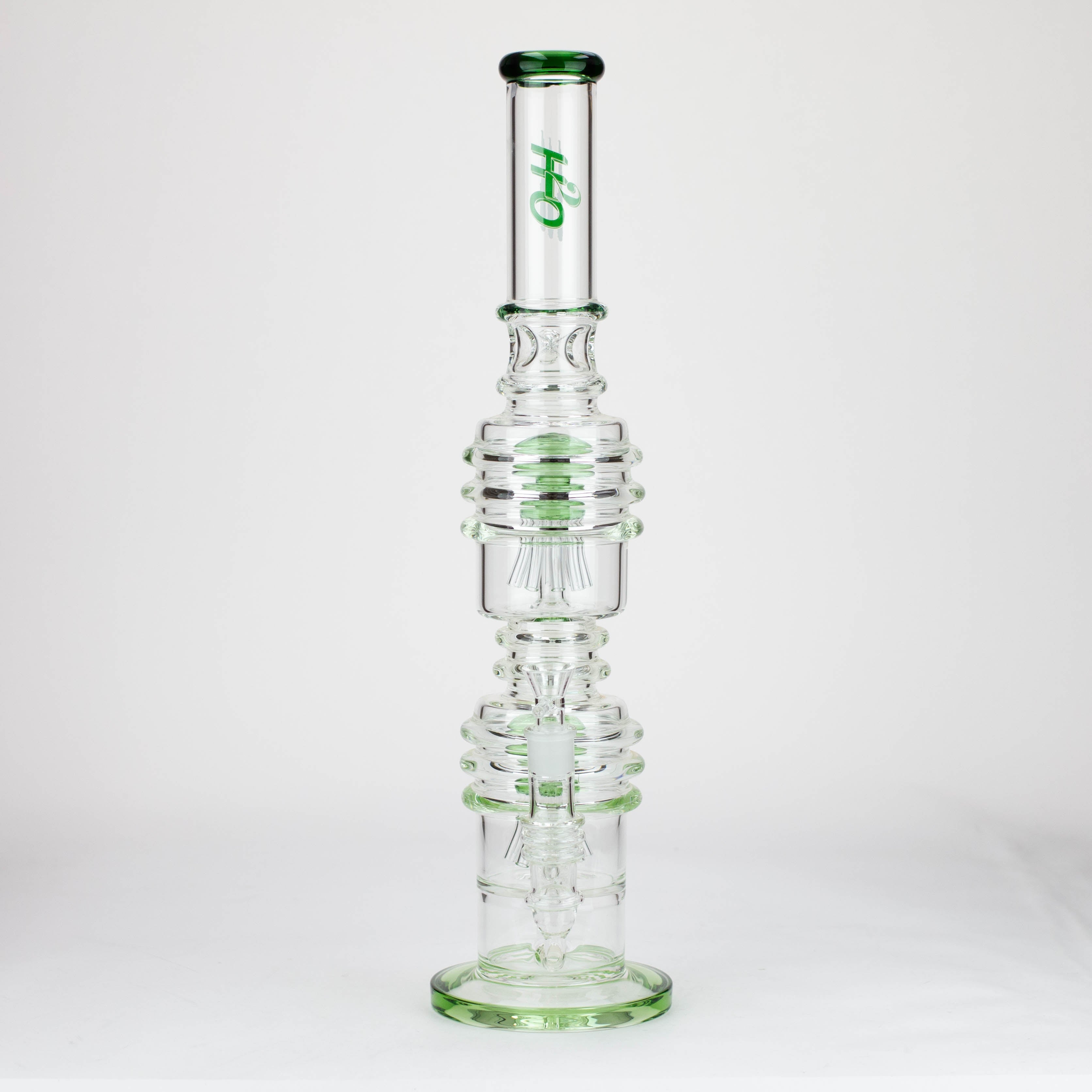 H2O | 21" Dual percolator glass water bong [H2O-5019]